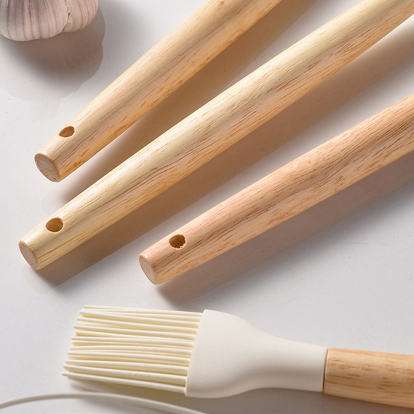 Silicone Cooking Utensils Set 14 Piece Wooden Handle Non-Stick Kitchen Gadgets - Image 3