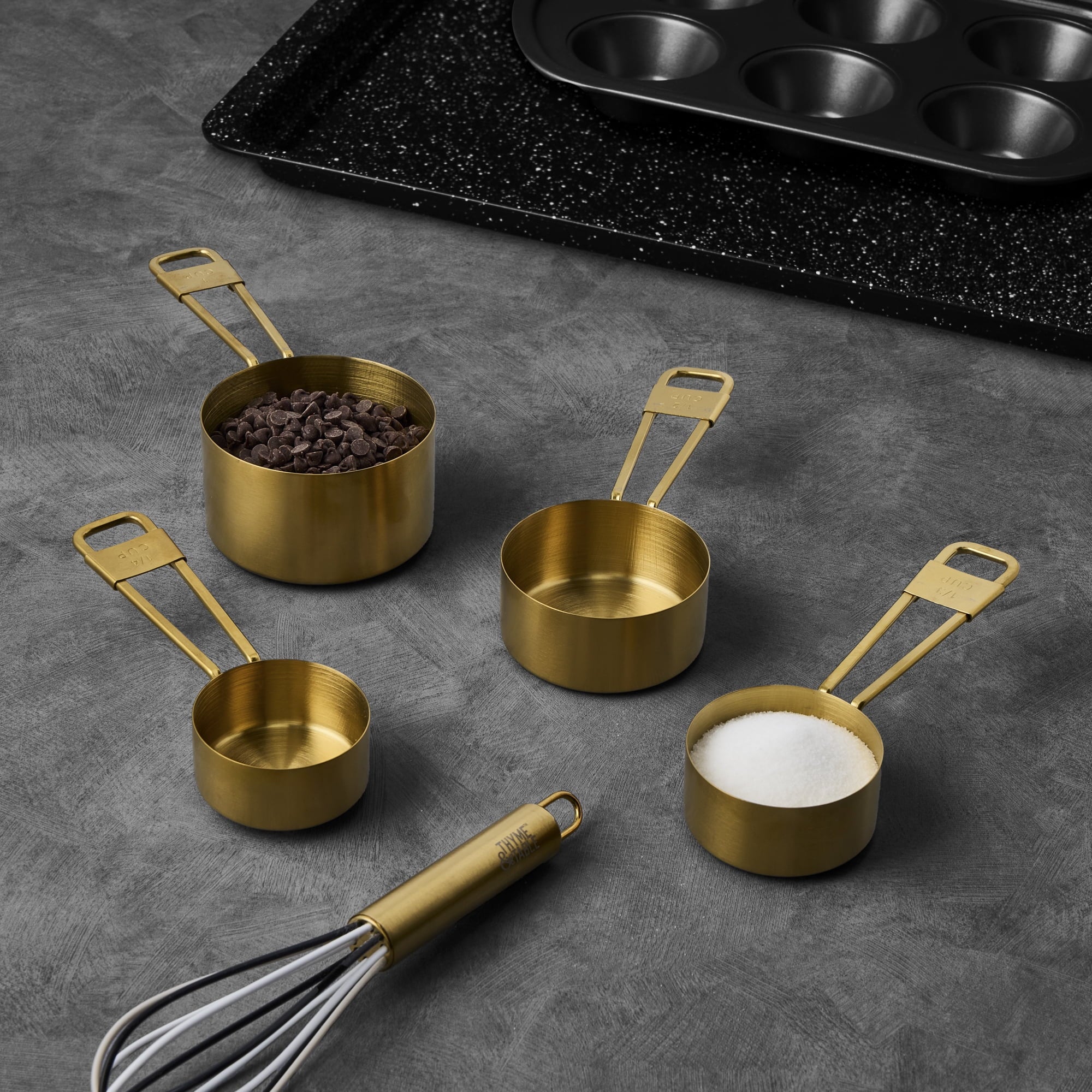 Thyme & Table 4-Piece Gold Stainless Steel Nesting Measuring Cup Set - Image 6