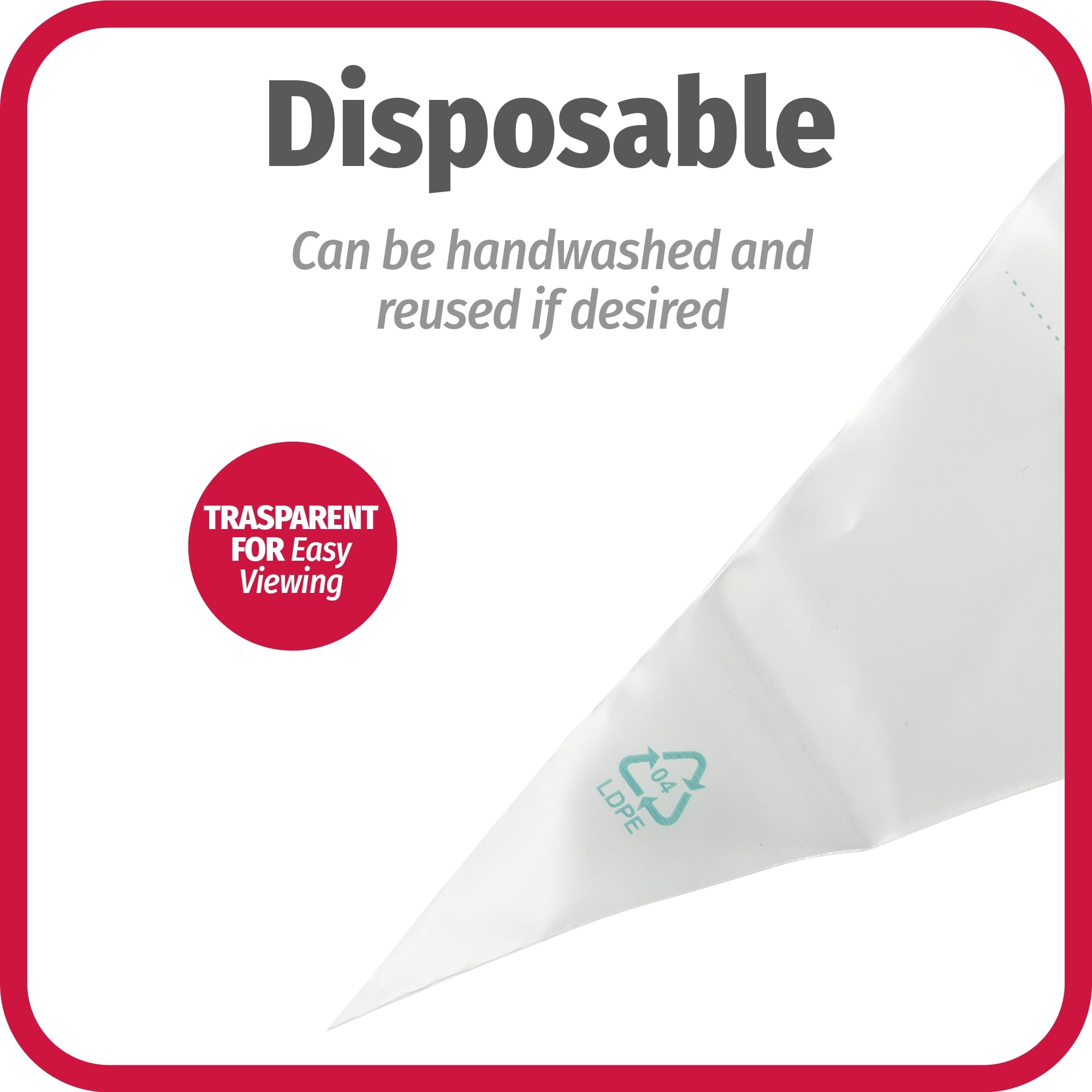 12 Count Clear Disposable Decorating Bags, 12 inch - Image 5