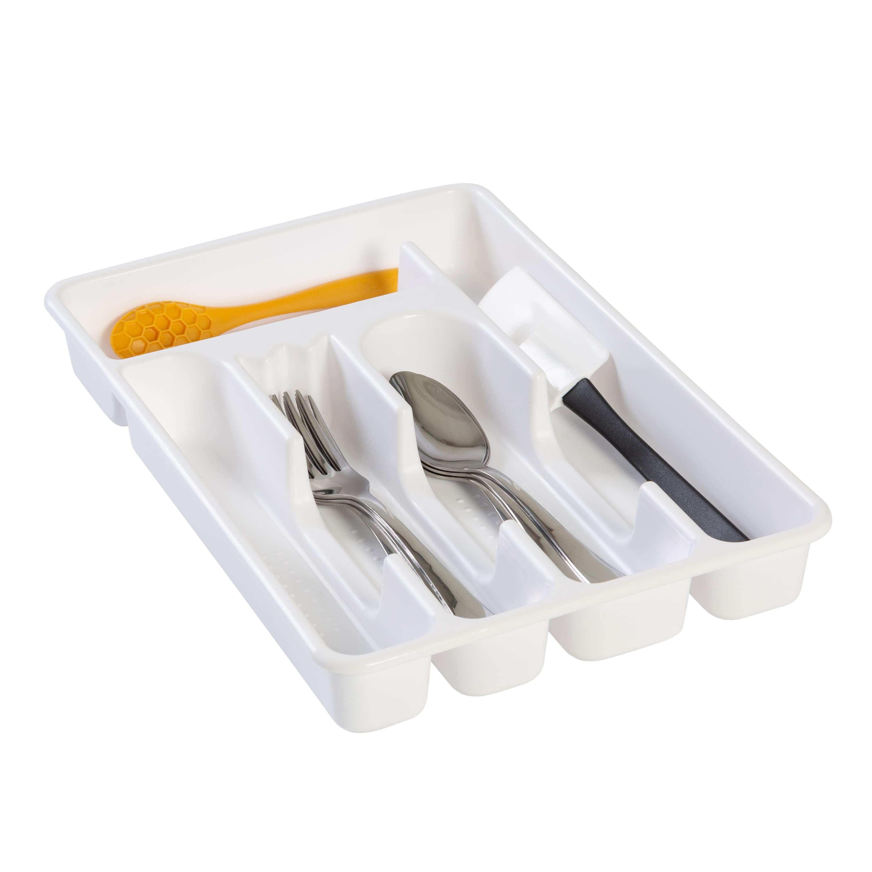 Plastic 5-Compartment Kitchen Drawer Organizer Tray, Silverware and Utensil Organizer for Cutlery and Flatware Storag... - Image 4