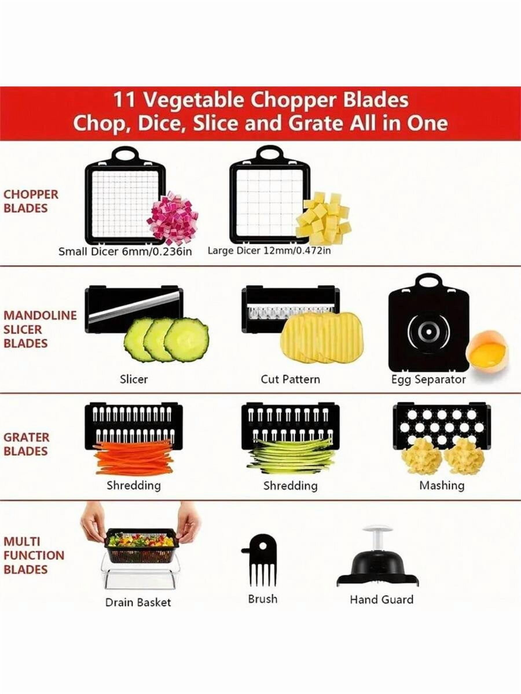 Vegetable Chopper, 15-in-1 Multifunctional Kitchen Slicer and Dicer, Handheld Fruit and Cheese Slicer, Carrot Slicer,... - Image 6