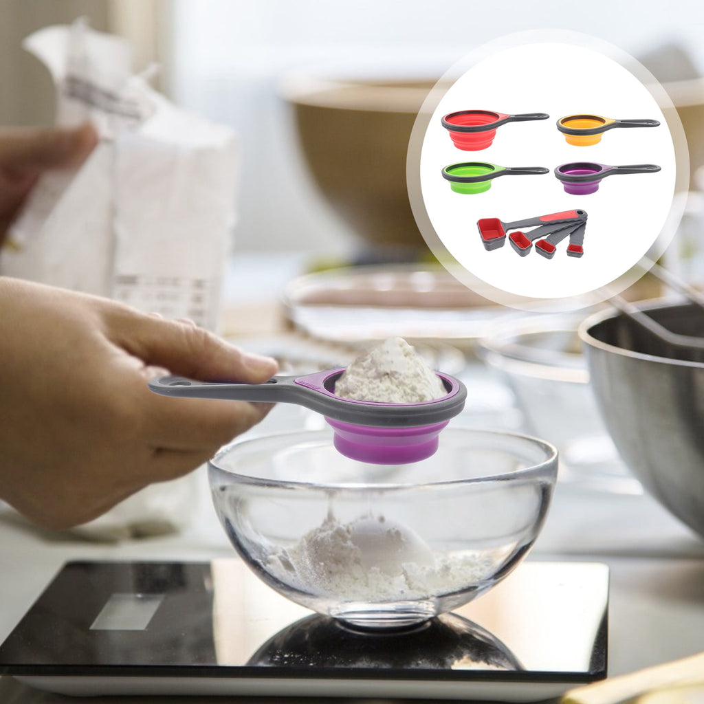 4 in 1 Silicone Telescopic Measuring Cups and 4 in 1 Measuring Spoons with Scale Measure Cups Spoons Kit Kitchen Tool... - Image 6