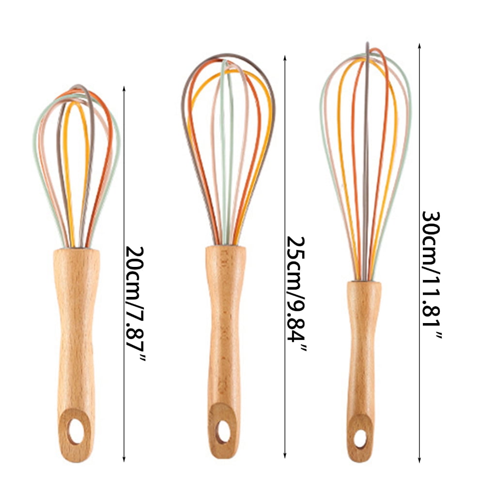 Woodens Handle Eggs Beater Handys Kitchen Tool Manual Silicone Whisks for Women - Image 3