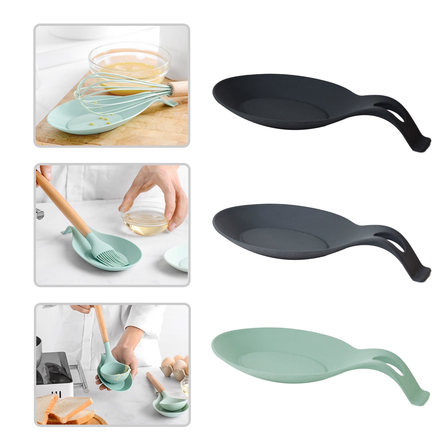 Silicone Cooking Utensils Set, 446°F Heat Resistant Wooden Handle Cooking Kitchen Utensils Spatula Set with Holder fo... - Image 2