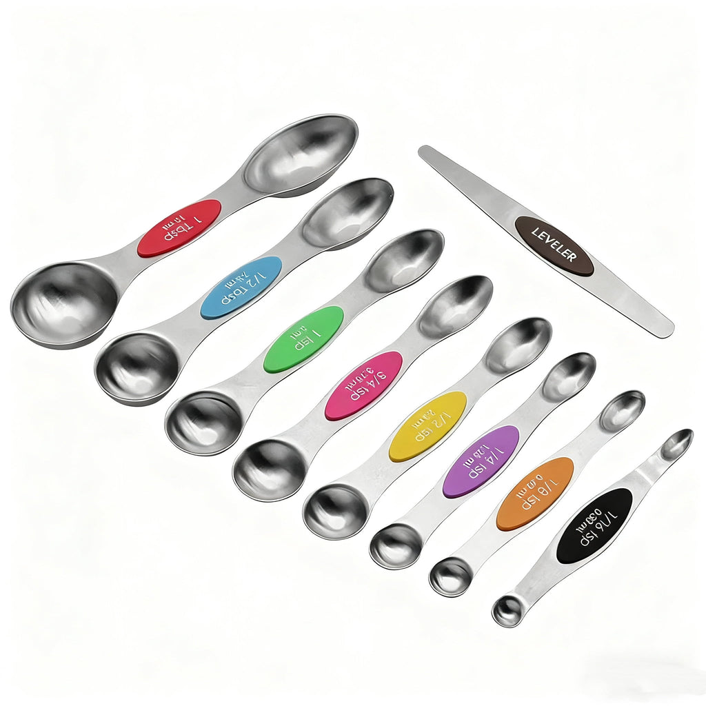 NEWJOEY 17-Piece Magnetic Stainless Steel Measuring Cups and Spoons Set with Silicone Handles, Dishwasher Safe Kitchen Measuring Tools for C - Image 4