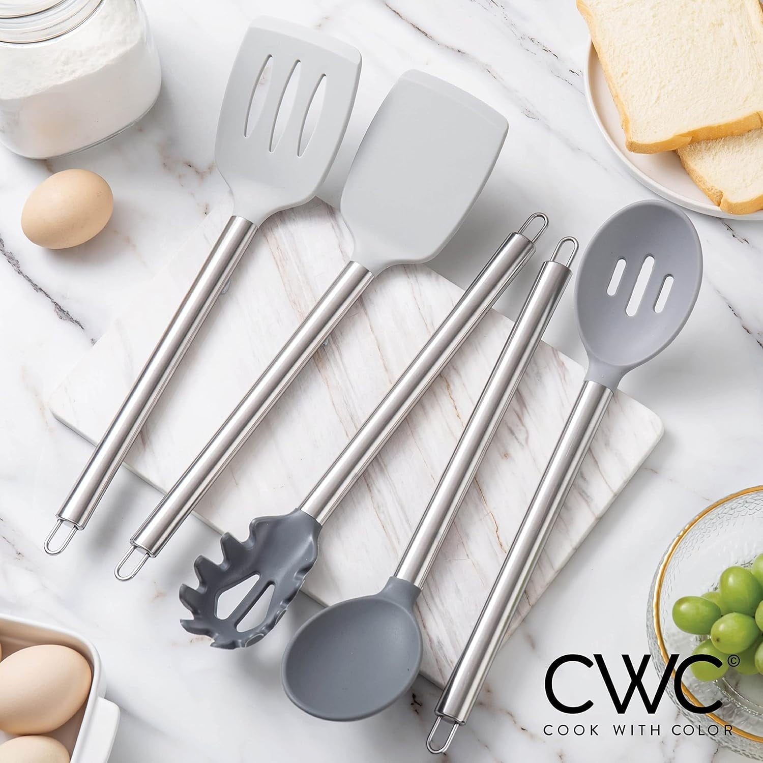 5-Pc Cooking Utensils Set Kitchen Gadgets & Essentials, Gray Ombre - Image 3