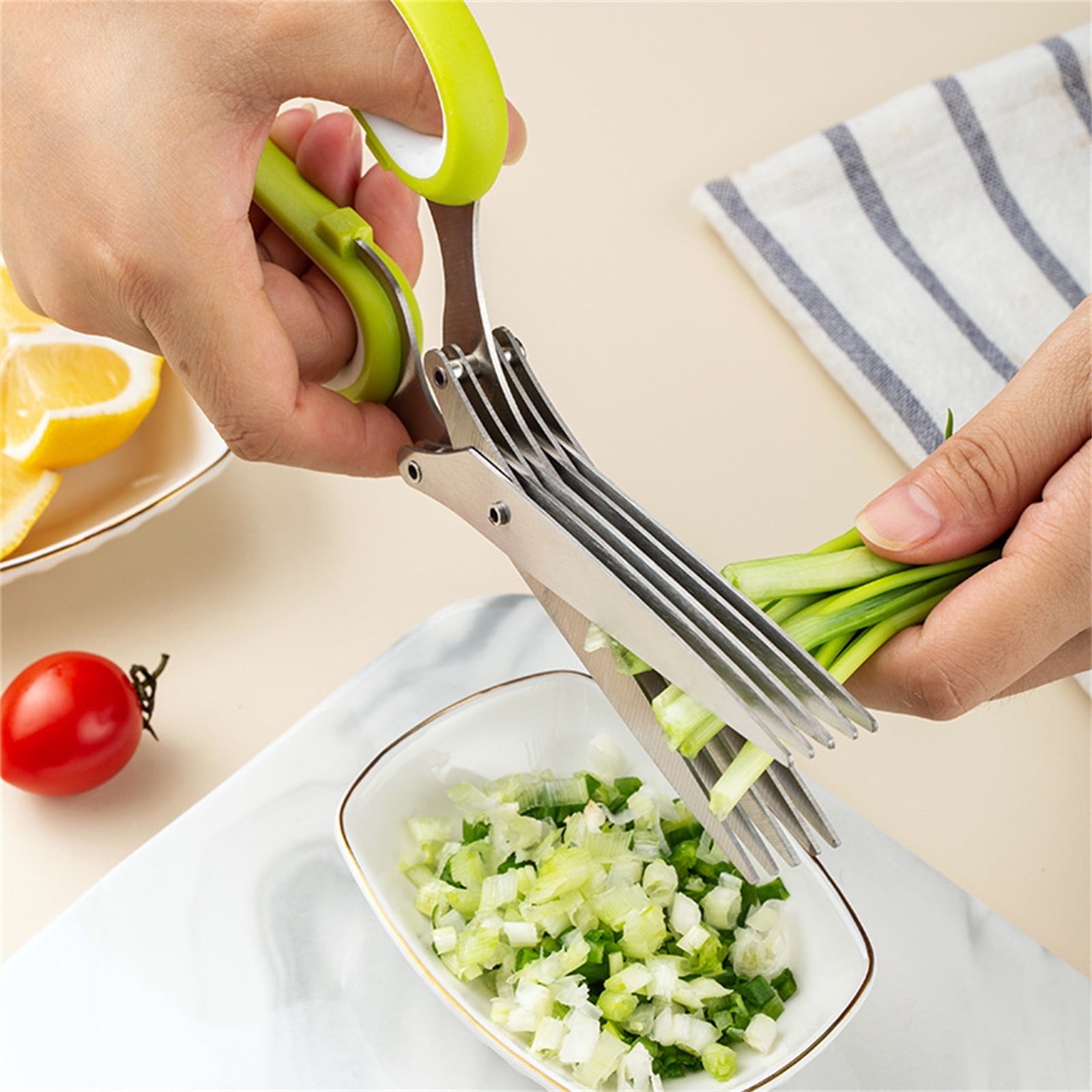 Kitchen Scissors, Stainless Steel, Herb and Vegetable Chopper, Food Prep Tool for Home Cooking, Multicolor - Image 6