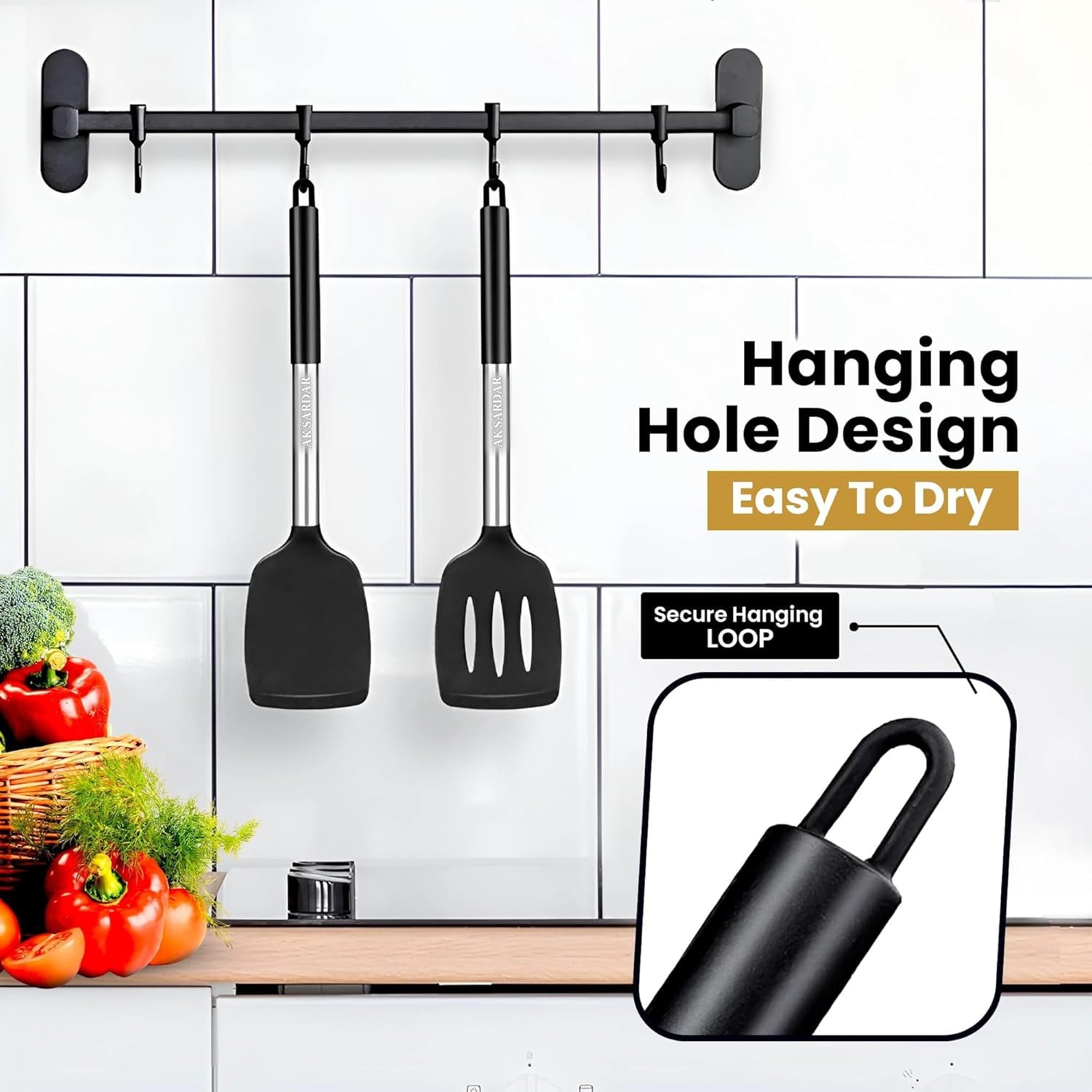 Behome 2 Pack Spatulas, Non Stick Turners with Silicone Handle, High Heat Resistant BPA Free Cooking Utensils, for Fi... - Image 5