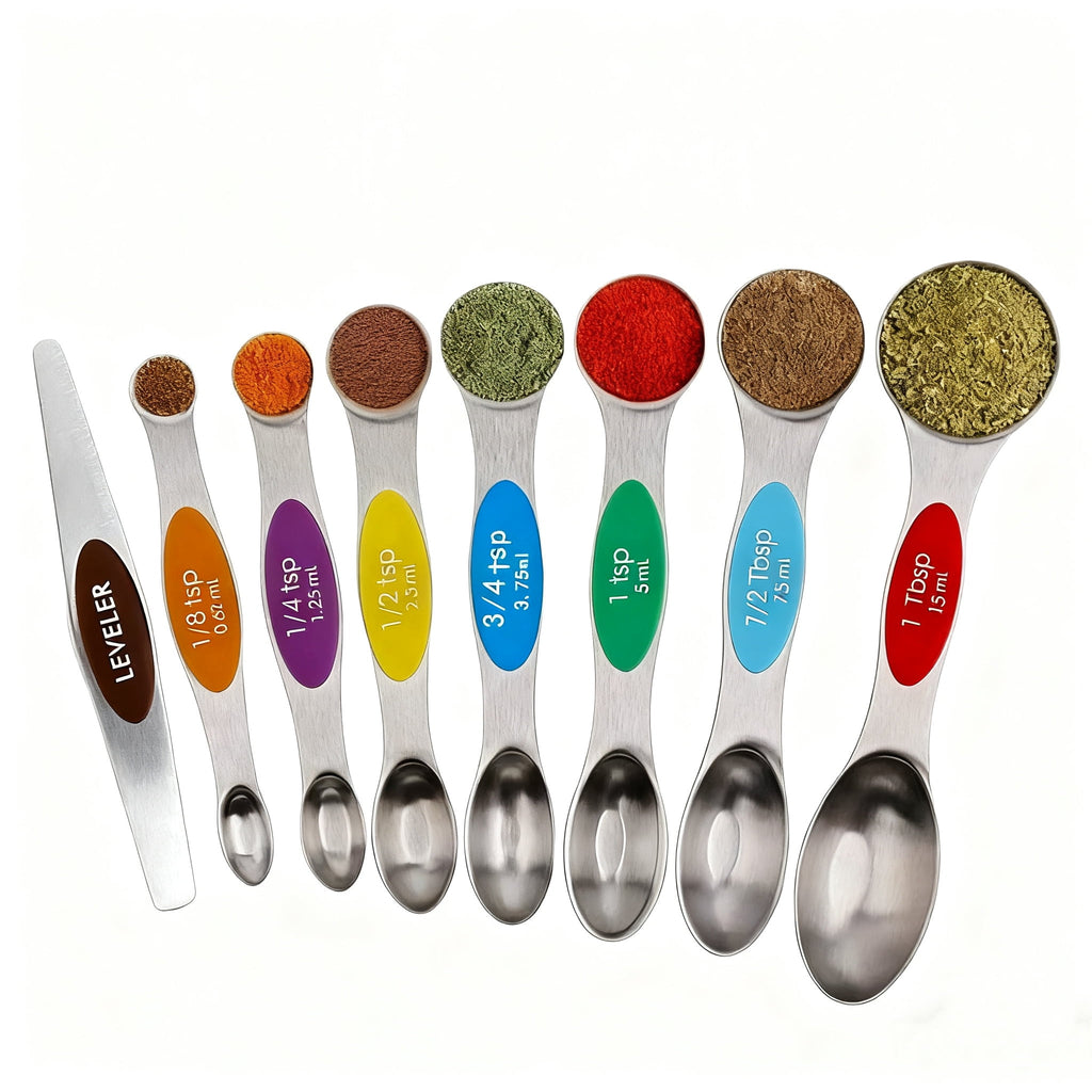 NEWJOEY 17-Piece Magnetic Stainless Steel Measuring Cups and Spoons Set with Silicone Handles, Dishwasher Safe Kitchen Measuring Tools for C - Image 3