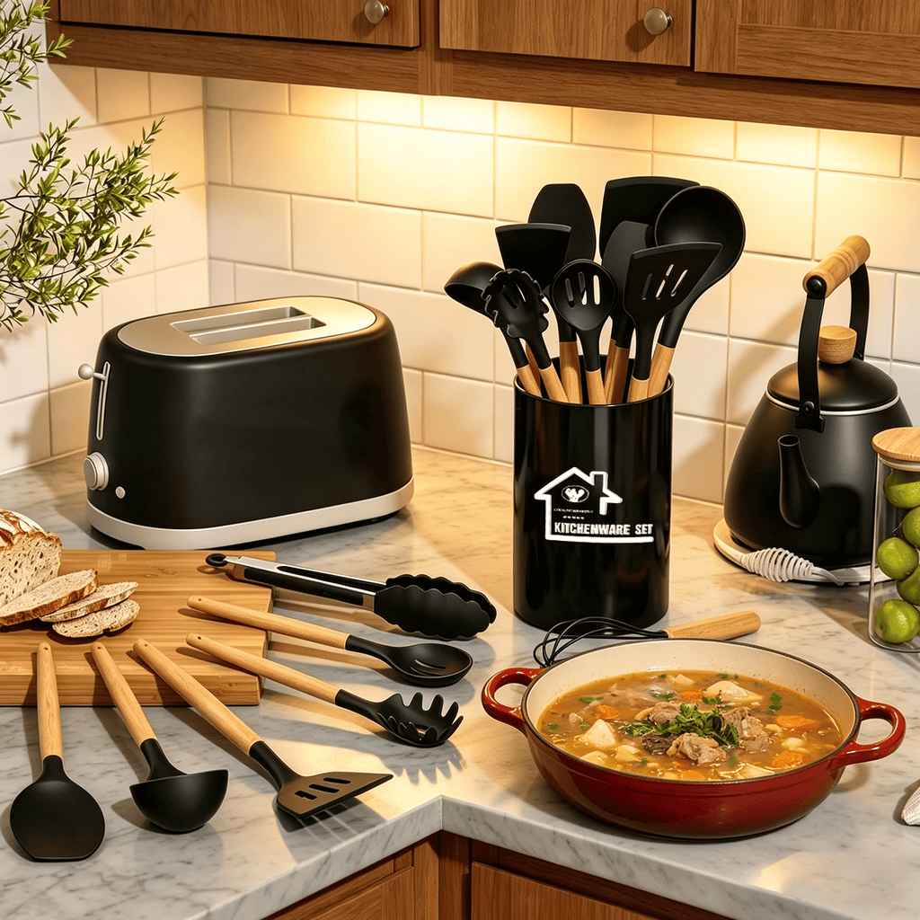 Silicone Cooking Utensils Set - 12 Pcs Silicone Kitchen Utensils for Non-Stick Cookware, 446F Heat Resistant, BPA Fre... - Image 3