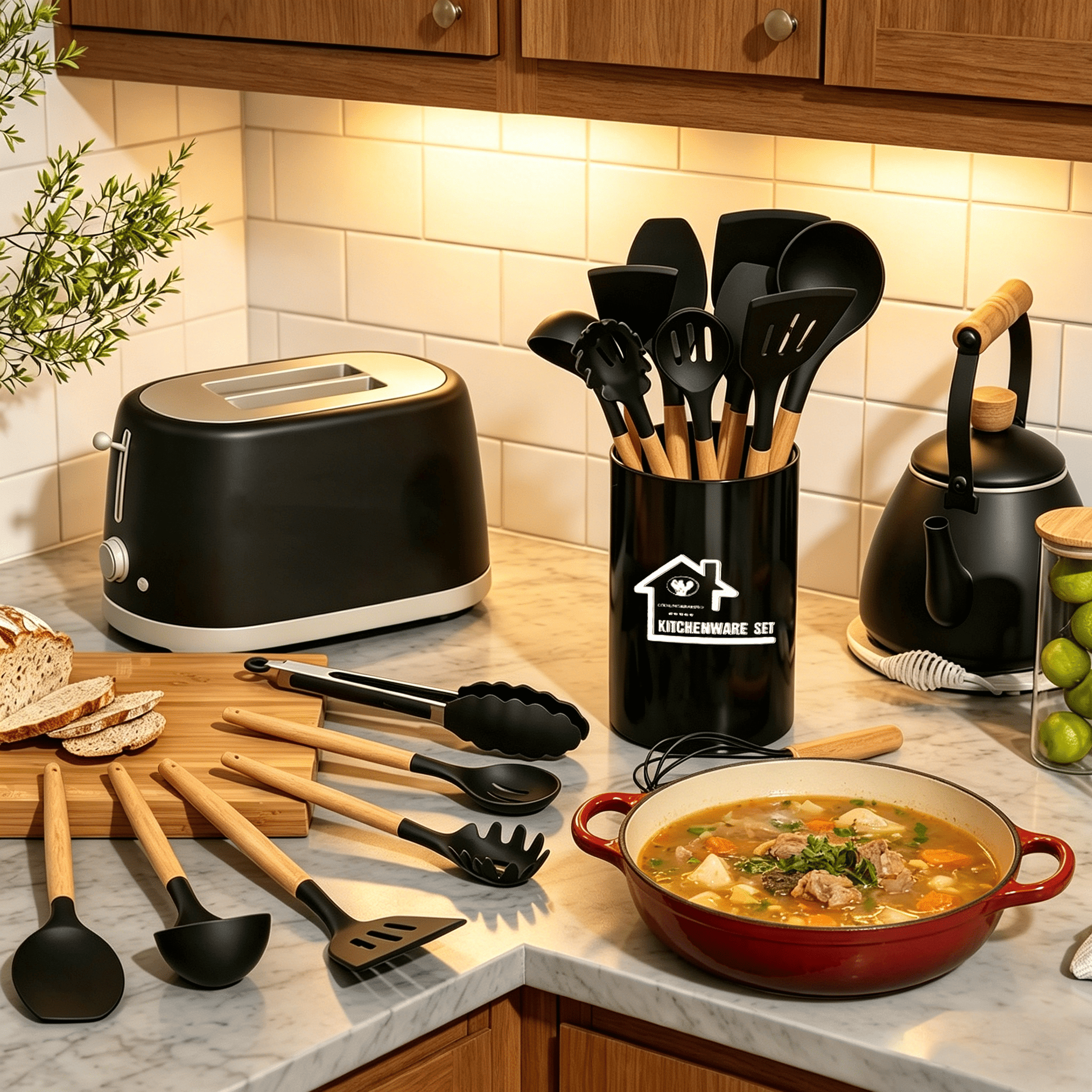 Silicone Cooking Utensils Set - 12 Pcs Silicone Kitchen Utensils for Non-Stick Cookware, 446F Heat Resistant, BPA Fre... - Image 3
