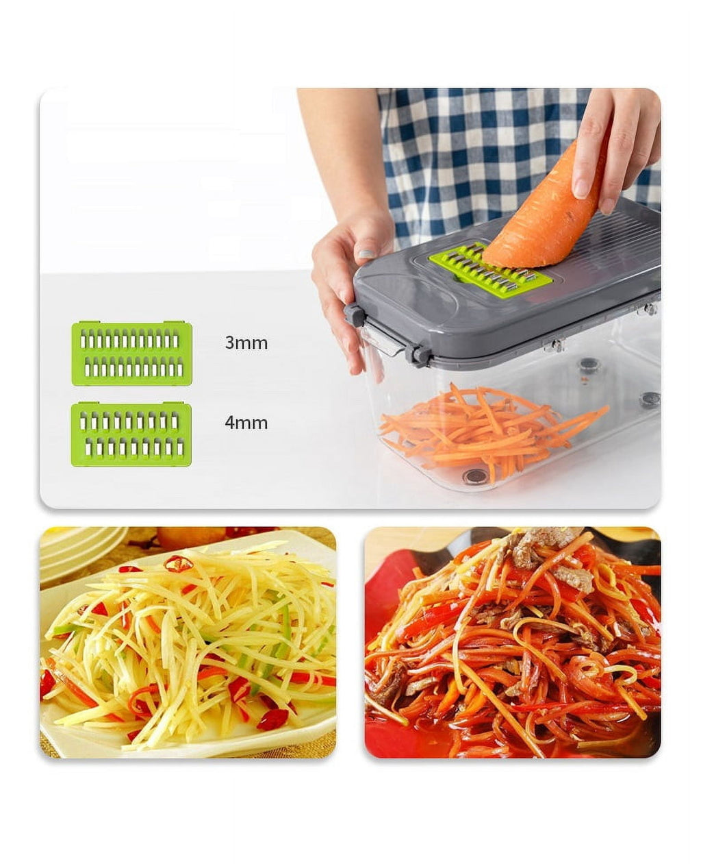 22-in-1 Vegetable Slicer Cutter Machine with Colander Basket, Multifunctional Durable Chopper for Fruits, Garlic, Zoodles, Cheese, Salad Pre - Image 3