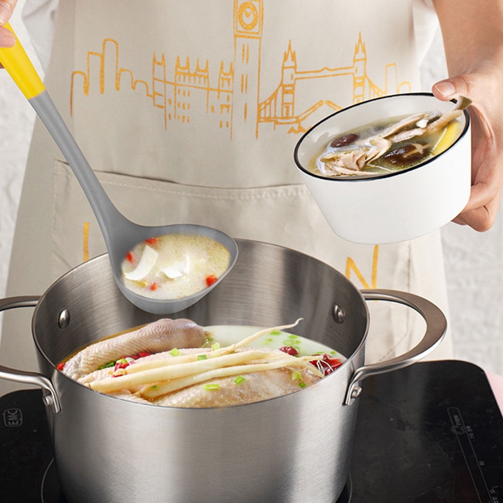 Raindrops Wok Utensils 1 Set Stainless Steel Handle Silicone Cooking Utensils for Kitchen Tools Yellow Grey 33x10cm - Image 6
