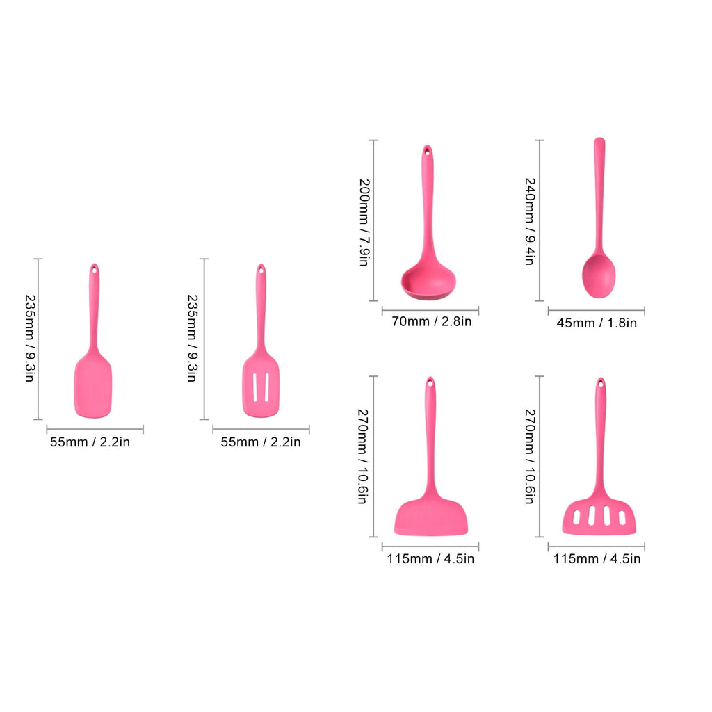6 Pieces Silicone Kitchen Utensil Set, Heat Proof & Anti Abrasion Multifunctional Cooking Tools for Home (11.8 inches... - Image 3