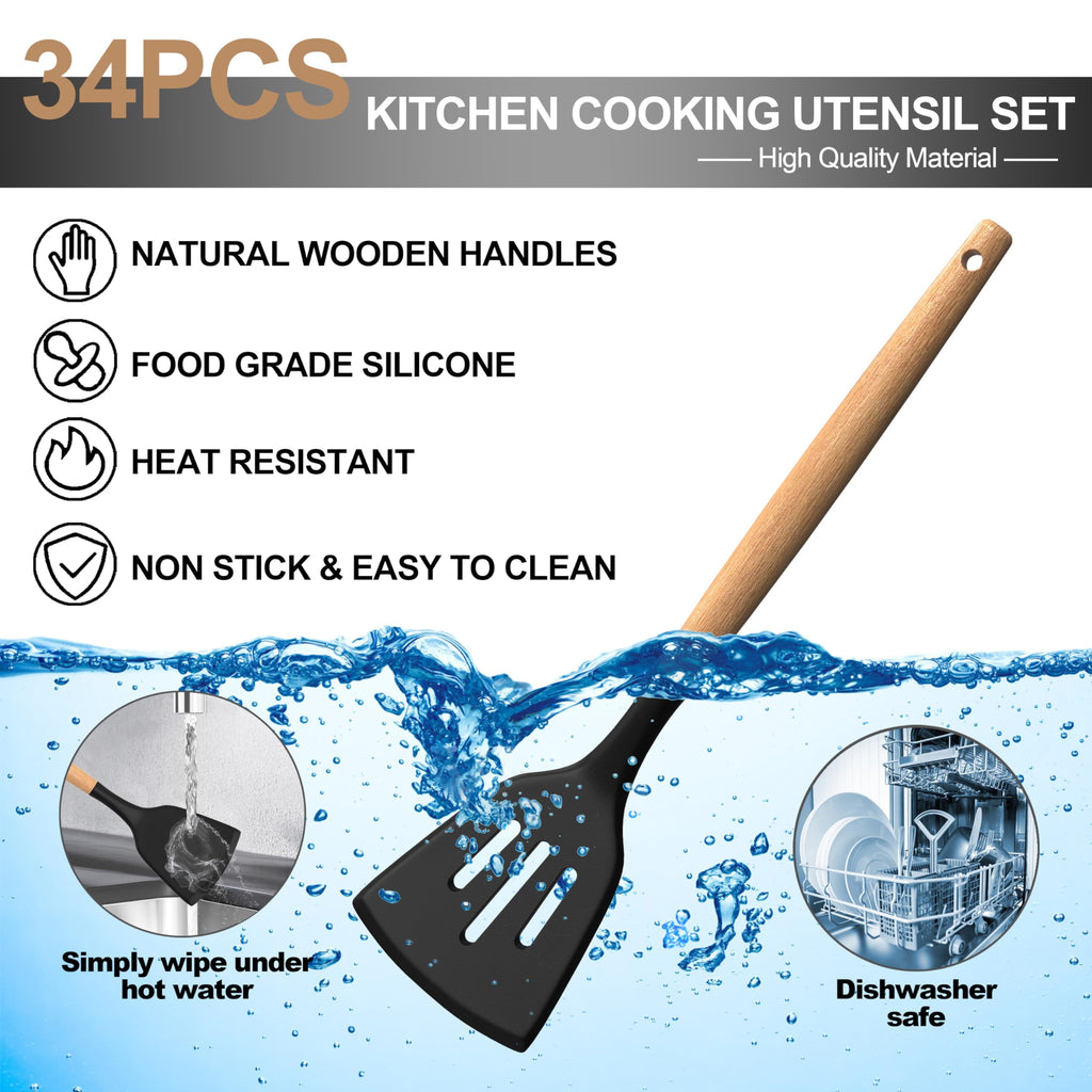 43Pcs Silicone Cooking Utensils Set - 446°F Heat Resistant Non-Stick Kitchen Utensils, Kitchen Utensil Gadgets Tools Set  for Baking, Cookin - Image 3