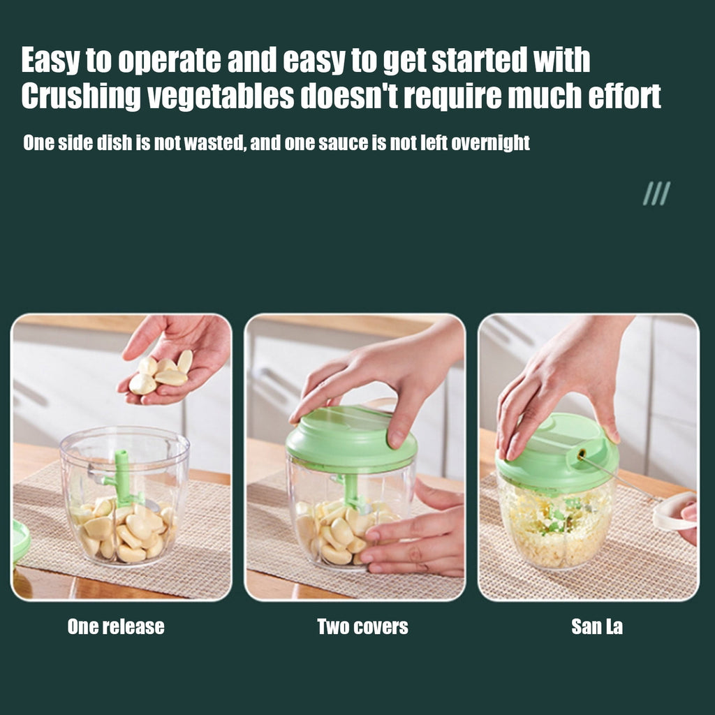 Manual Garlic Chopper Pull String Garlic Masher Kitchen Gadget Multifunction Garlic Crusher Slicer Easy Clean Portabl... - Image 6