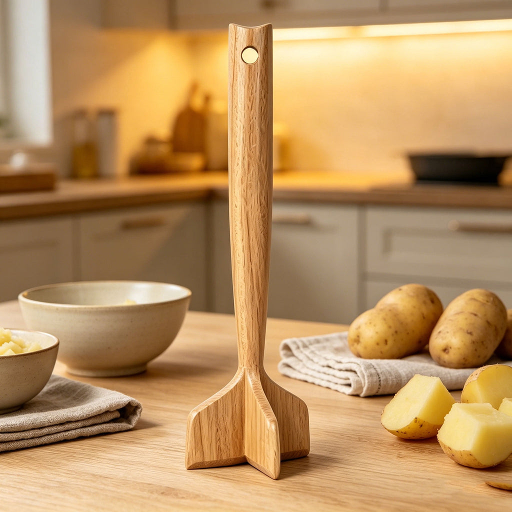 Werulen Solid Wooden Meat Chopper Masher,Multi Functional Food Processing Style,Kitchen Cooking Baking Meal Prep Use,Ground Beef Potato Mash - Image 4