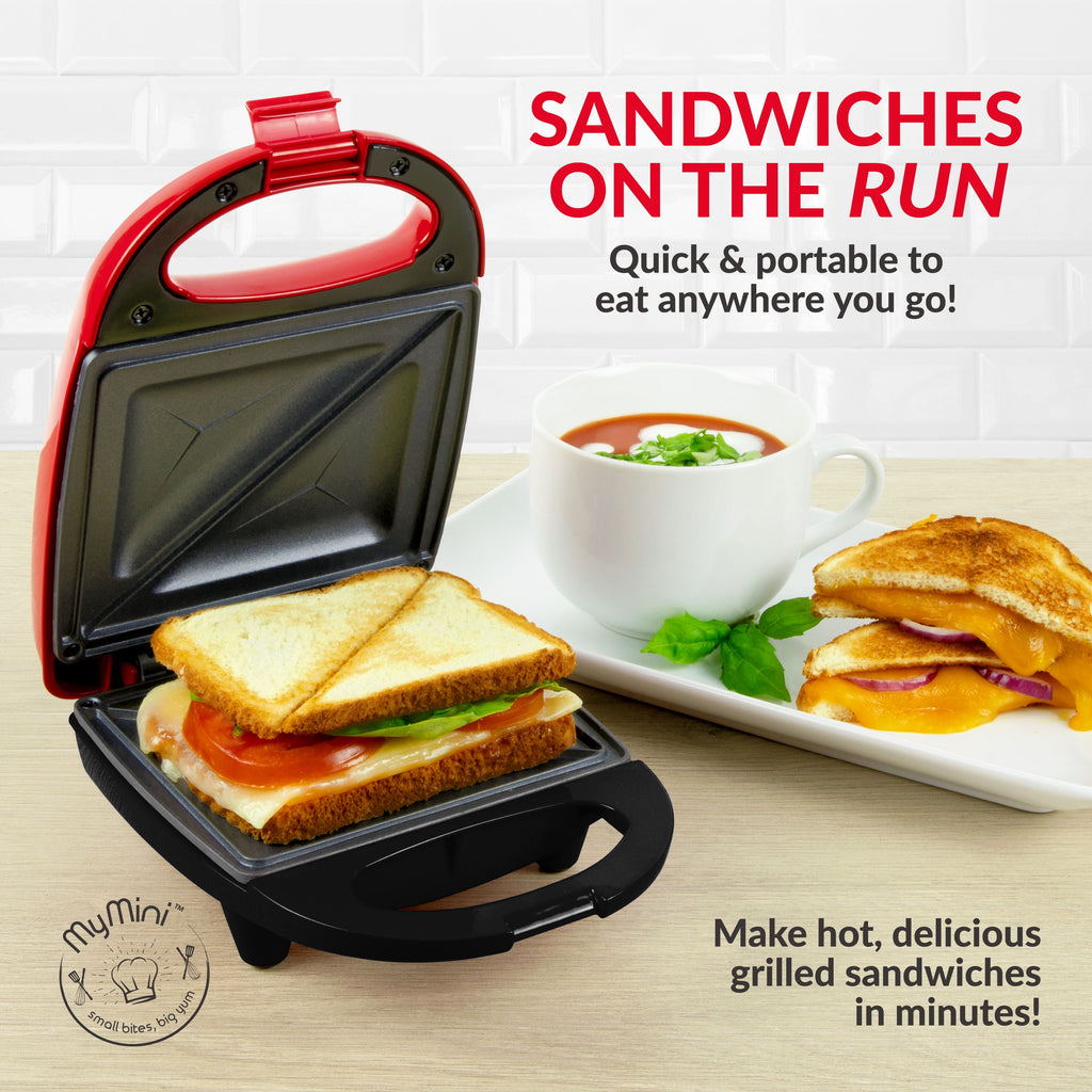 MyMini Sandwich Maker Grill, 520 watts, Red - Image 2