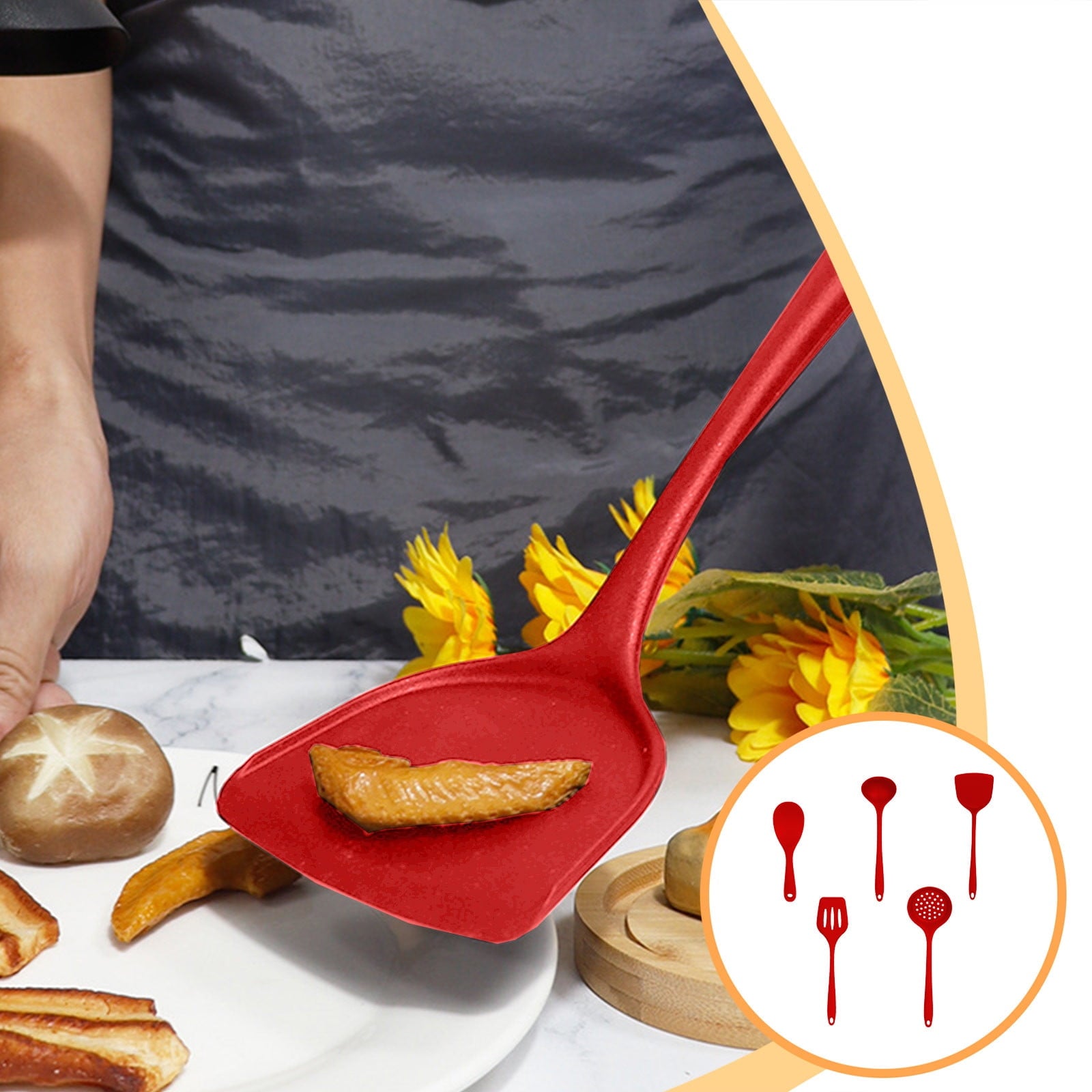 FHBVT Multifunctional Kitchenware Set, 5-Piece Silicone Utensils for Cooking, Easy-to-Clean Kitchen Tools, Heat-Resistant Spatulas and Spoon - Image 4