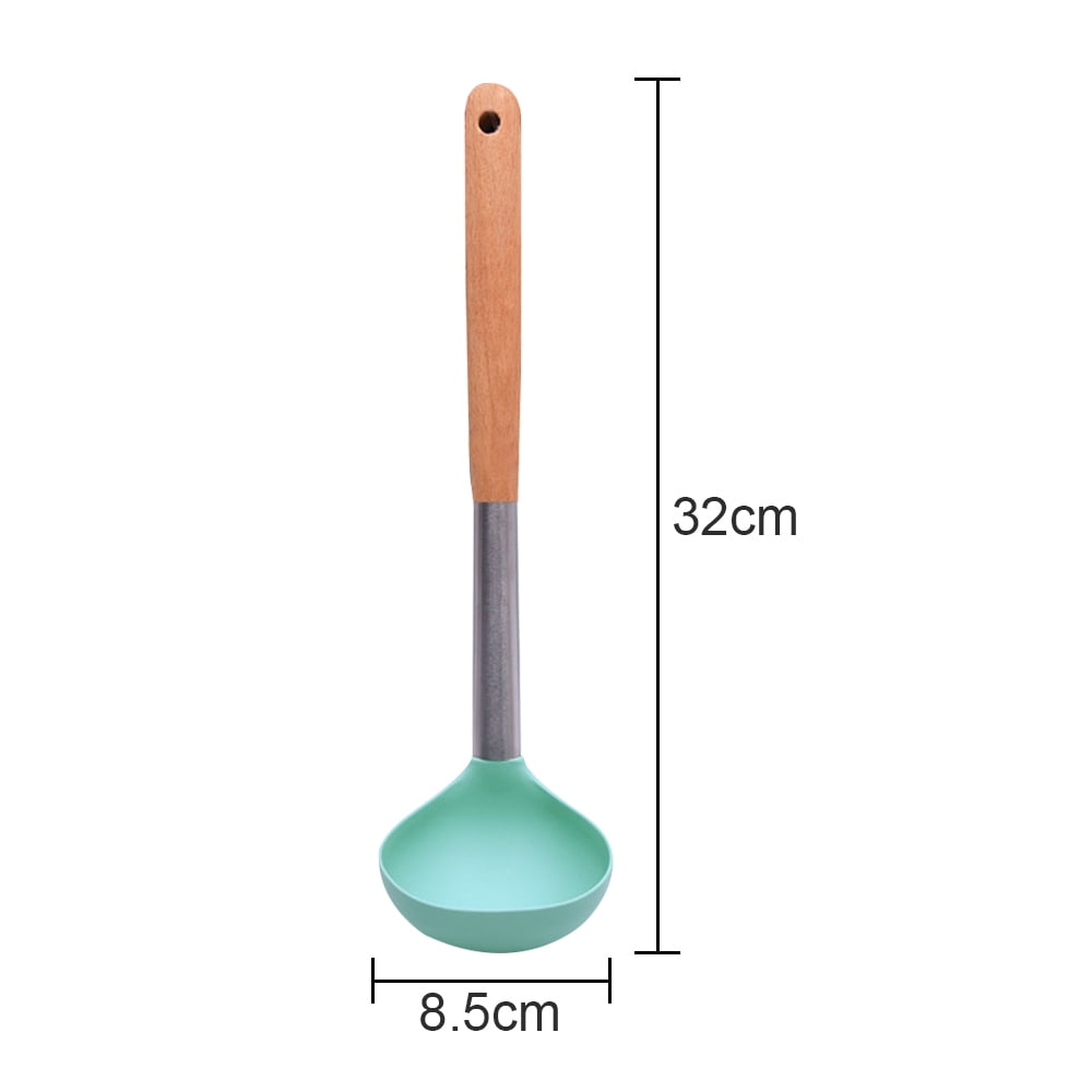 Silicone kitchen utensils with stainless steel handle, non-stick cooking spoon, wooden handle, silicone kitchen utensils - Image 2