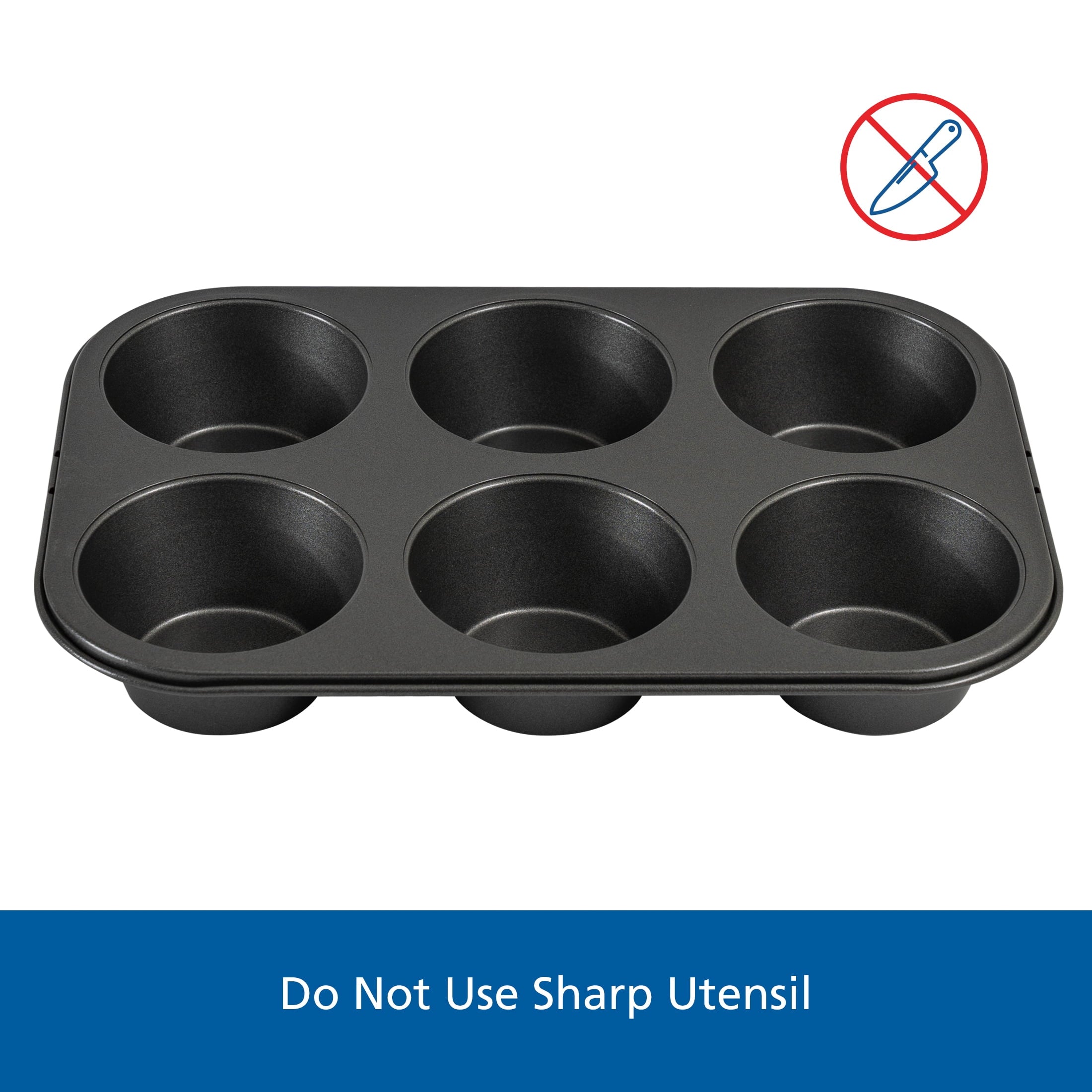 Mainstays 6 Cup Jumbo Muffin Pan, Non-Stick Bakeware,3.4 inch Diameter Cups,Gray,Carbon Steel - Image 6
