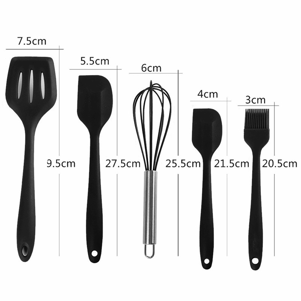 Silicone Utensils, 5 Piece Silicone Spatula Set with Stainless Steel Core, Heat Resistant Silicone Kitchenware, Non-S... - Image 3