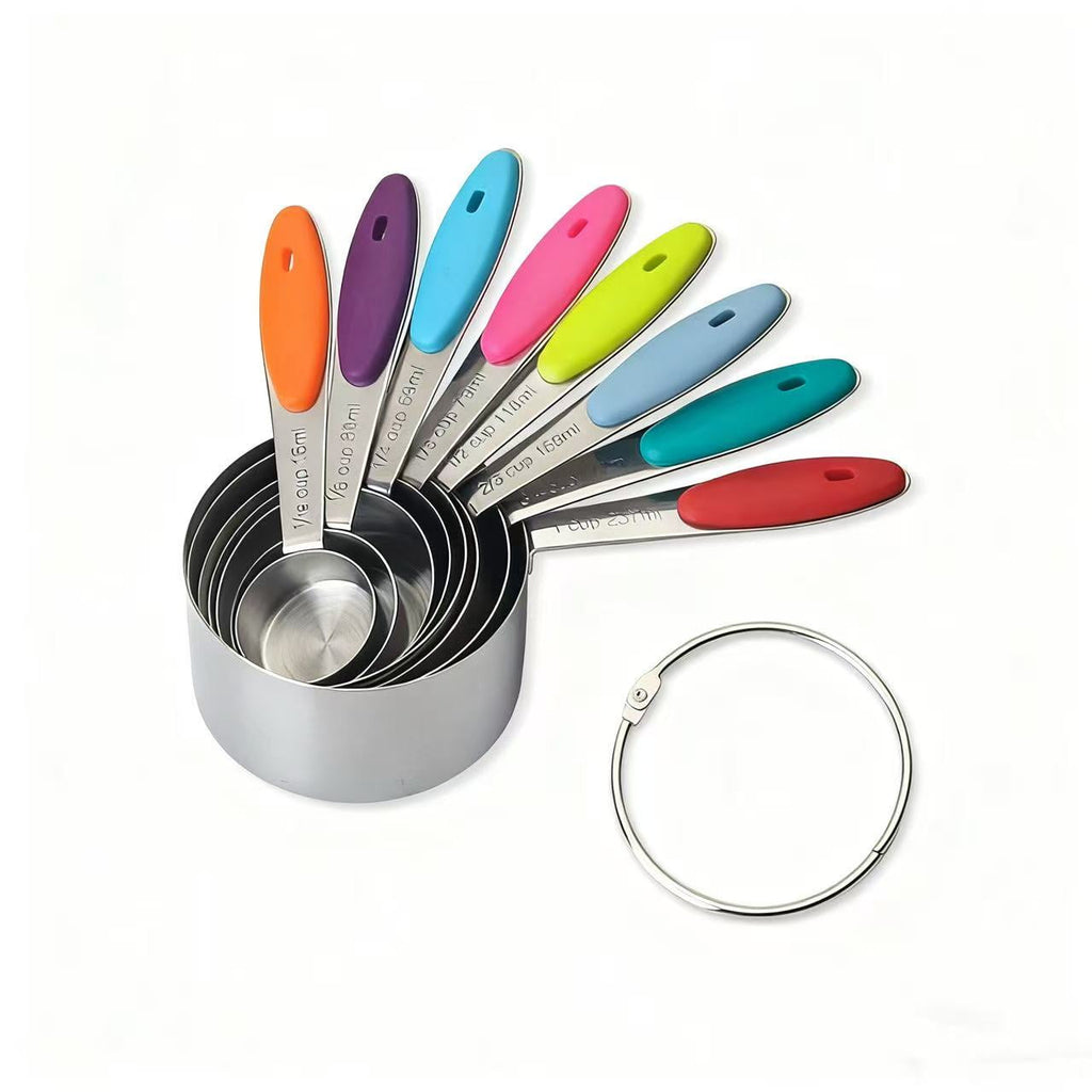 NEWJOEY 17-Piece Magnetic Stainless Steel Measuring Cups and Spoons Set with Silicone Handles, Dishwasher Safe Kitchen Measuring Tools for C - Image 5