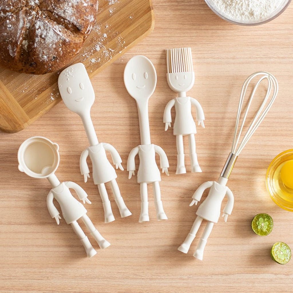 5pc Set Adorable Cartoon Silicone Baking Tools Set for Kids, Creative Kitchen Utensils for Baking and Cooking - Image 4