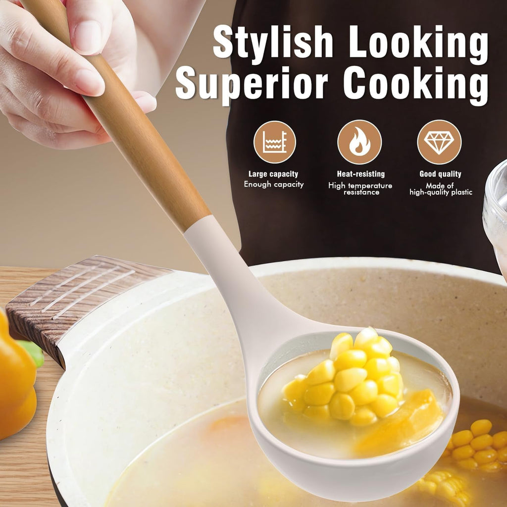 Kitchen Utensils Set, 24 Pcs Silicone Cooking Utensils Set with Holder, Non-Stick Silicone Cooking Kitchen Utensils with Wooden Handle Spatu - Image 5