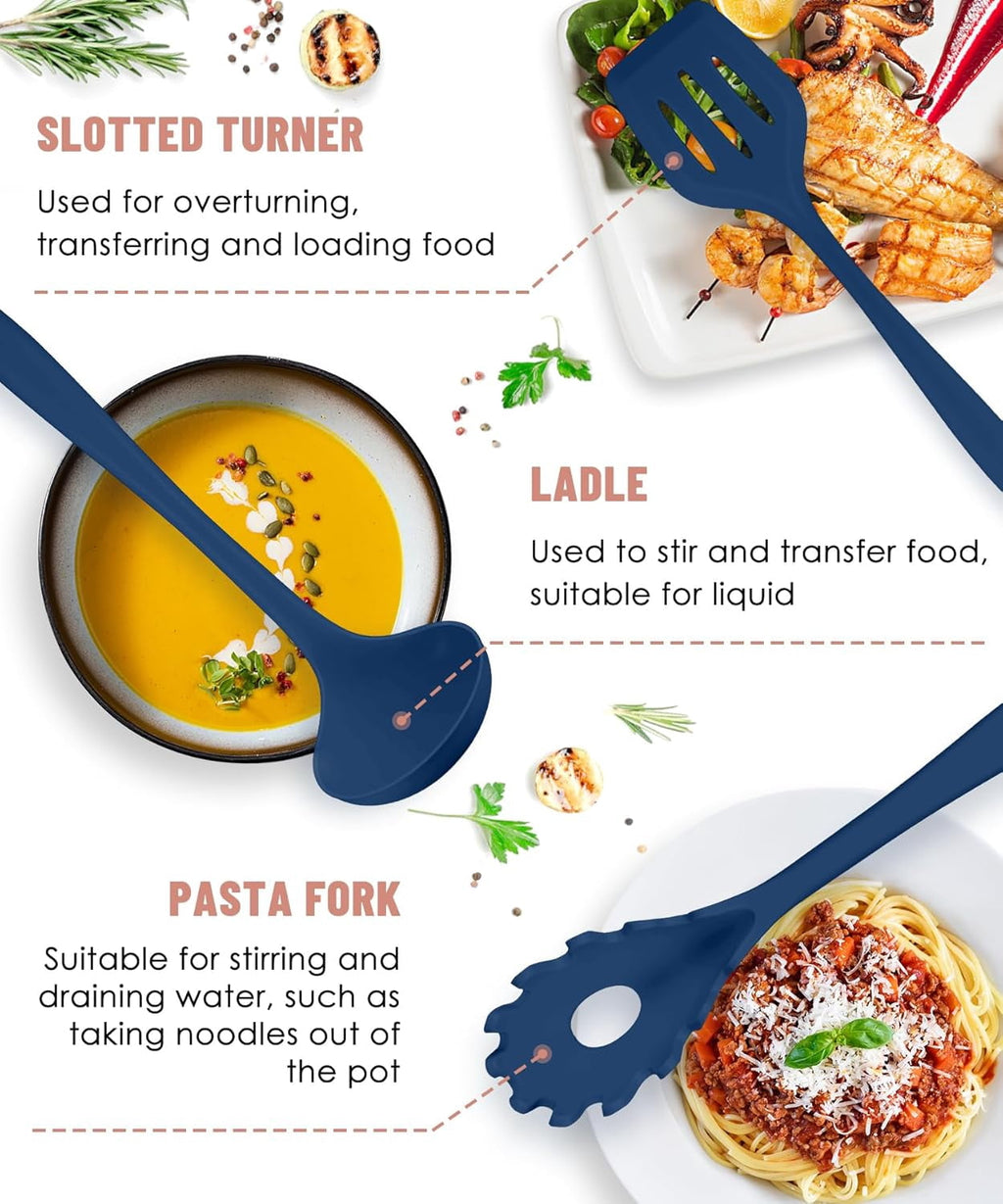 Kitchen Utensils Set-12 Pieces Silicone Cooking Utensils Set (Dishwasher Safe) Heat Resistant Spatula Set, Nonstick C... - Image 6