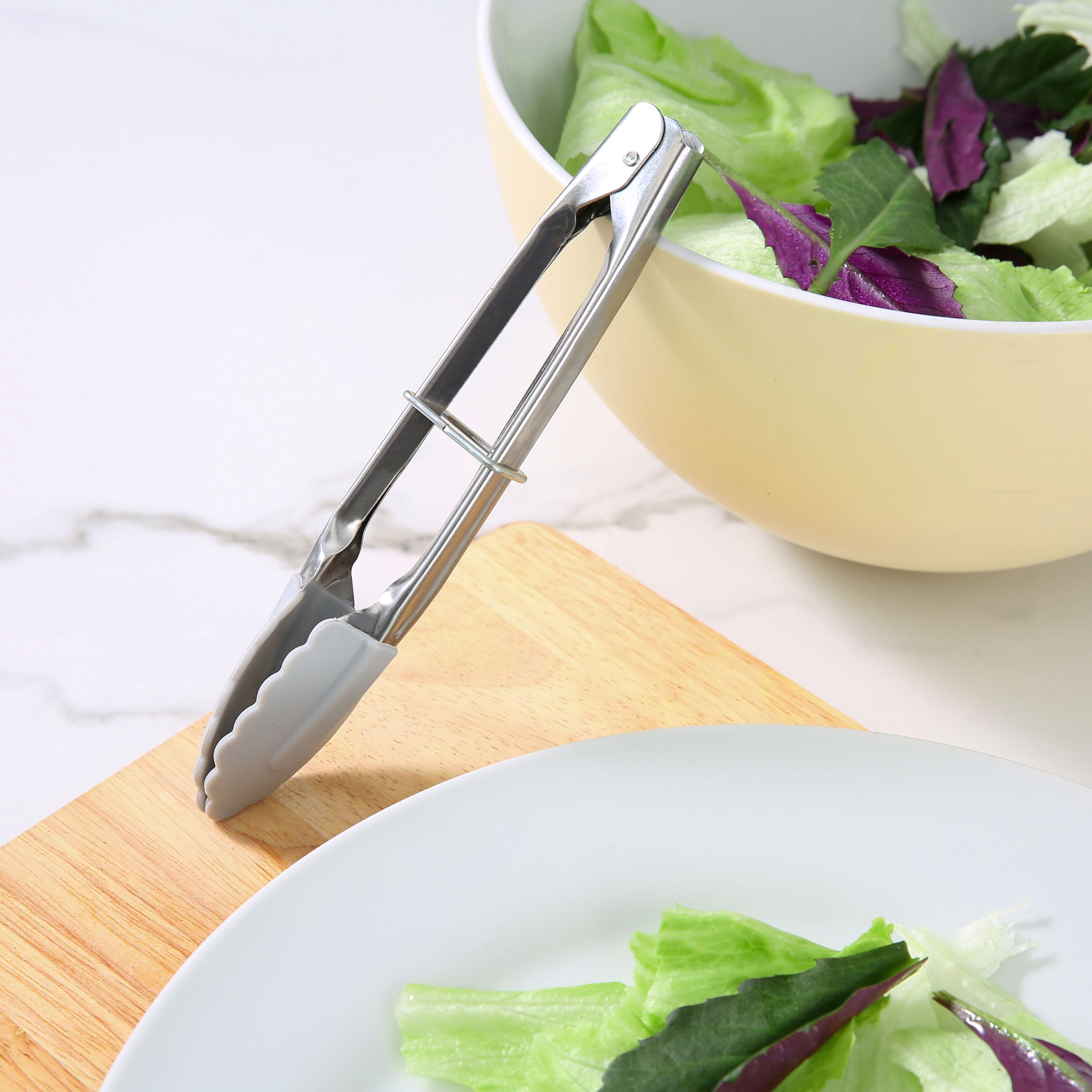 Stainless Steel and Silicone Mini Food Tongs Grey - Image 2