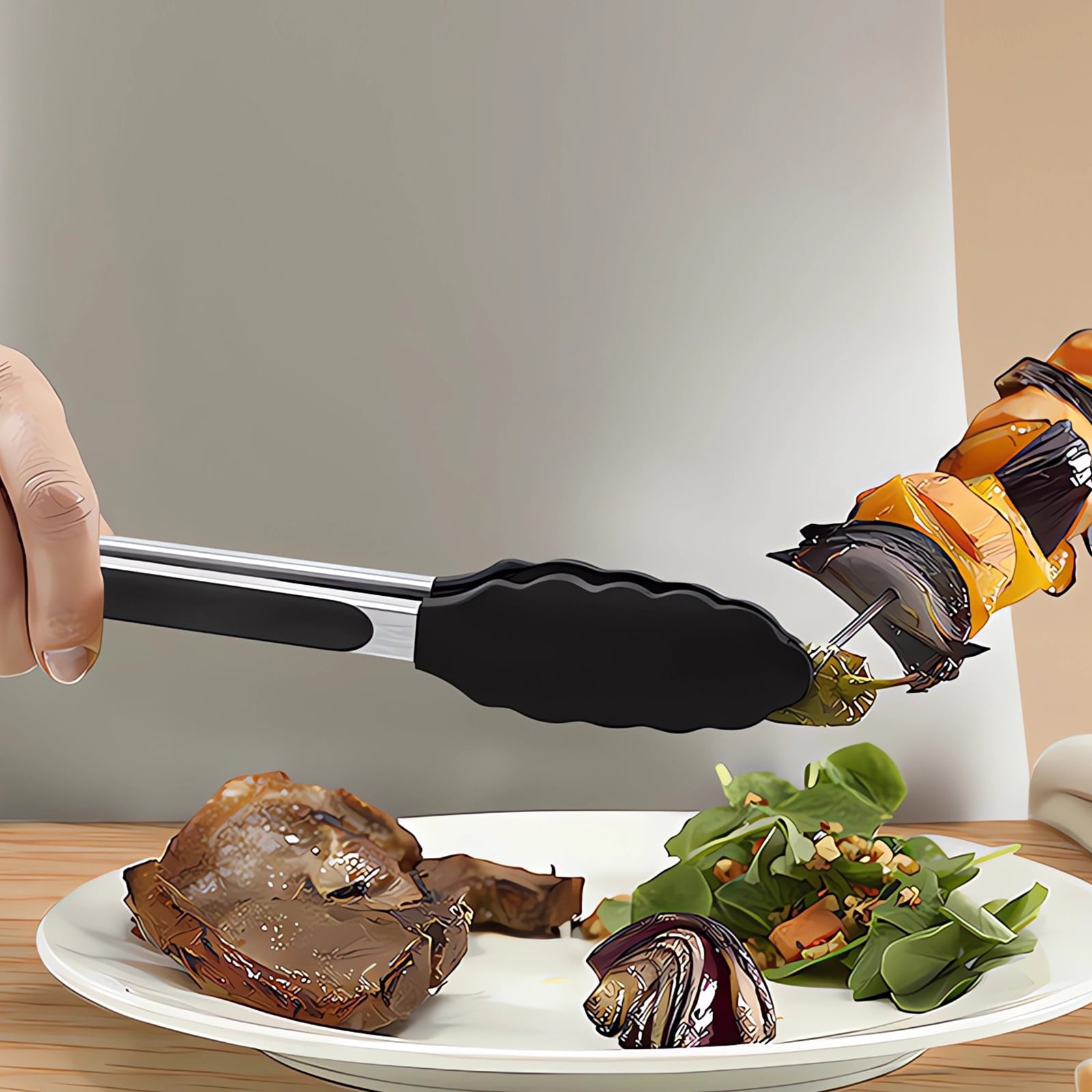 Black Silicone Cooking Utensils Set - 446°F Heat Resistant Kitchen Utensils,Turner Tongs,Spatula,Spoon,Brush,Whisk,Kitchen Utensil Gadgets T - Image 3