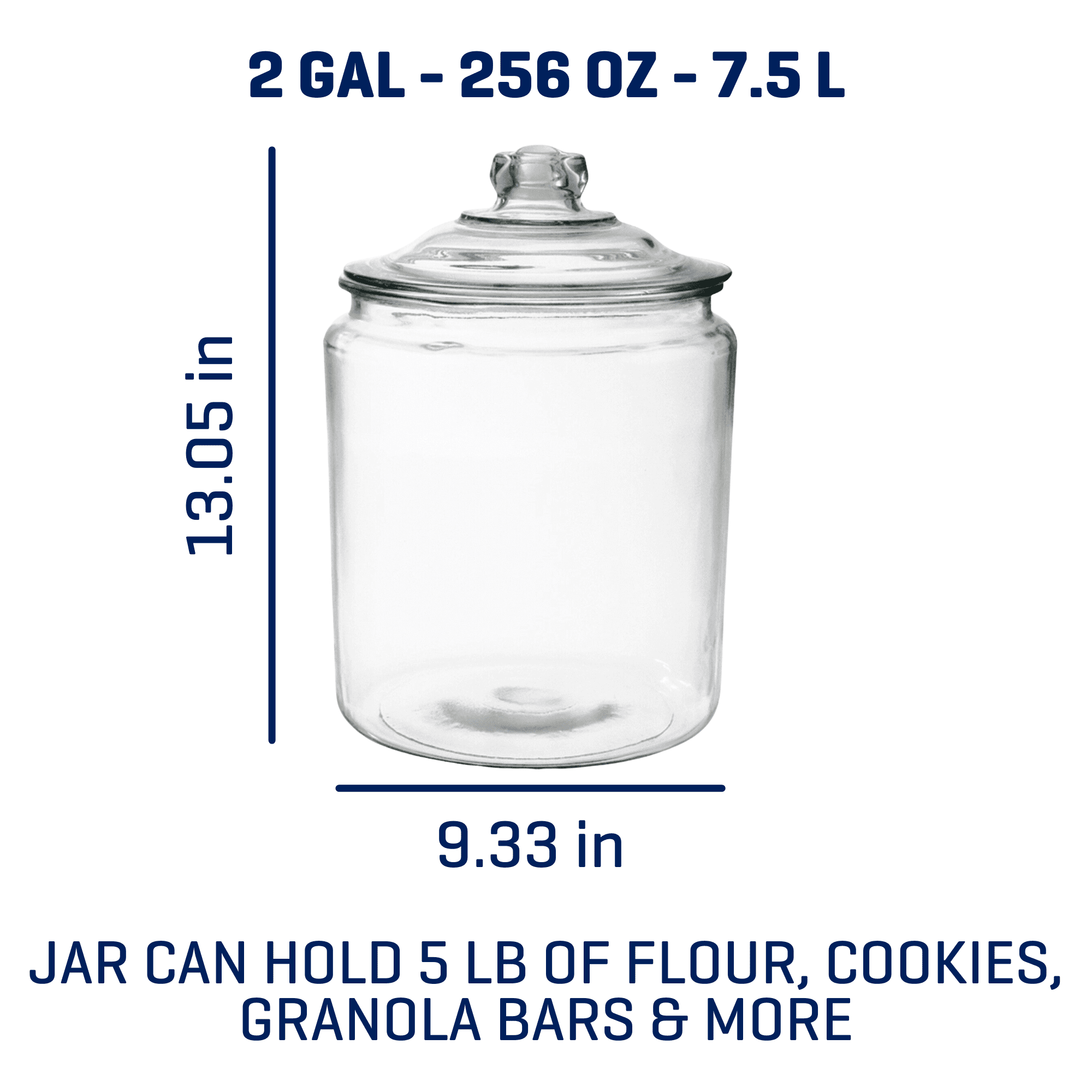 Heritage Hill Glass Jar with Lid, 2 Gallon, Made for Pantry Jar Storage and Display - Image 2