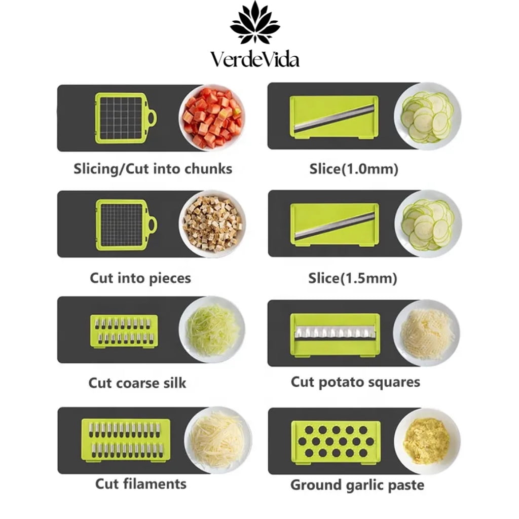Food & Spiralizer, 15-in-1, 8 Stainless Steel Blades, Black - Image 4