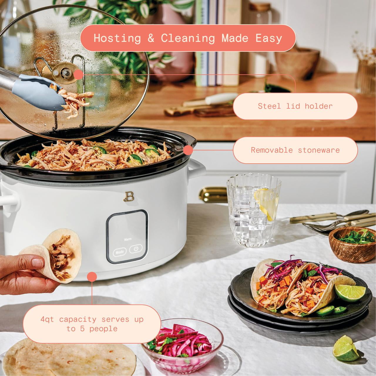 4Qt Slow Cooker with Touch-Activated Display, White Icing - Image 6