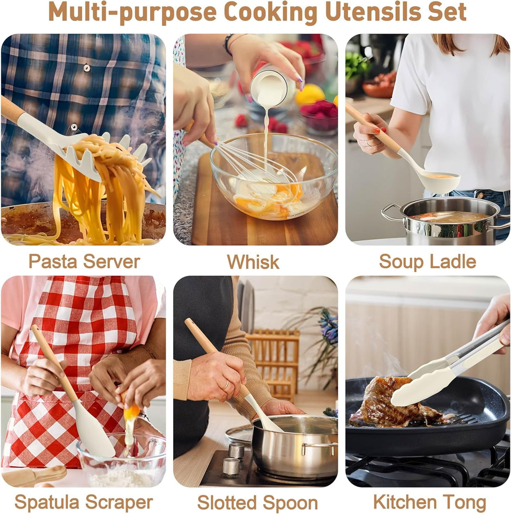 Silicone Kitchen Utensil Set, Heat Resistant Kitchen Gadgets and Tools - Image 2