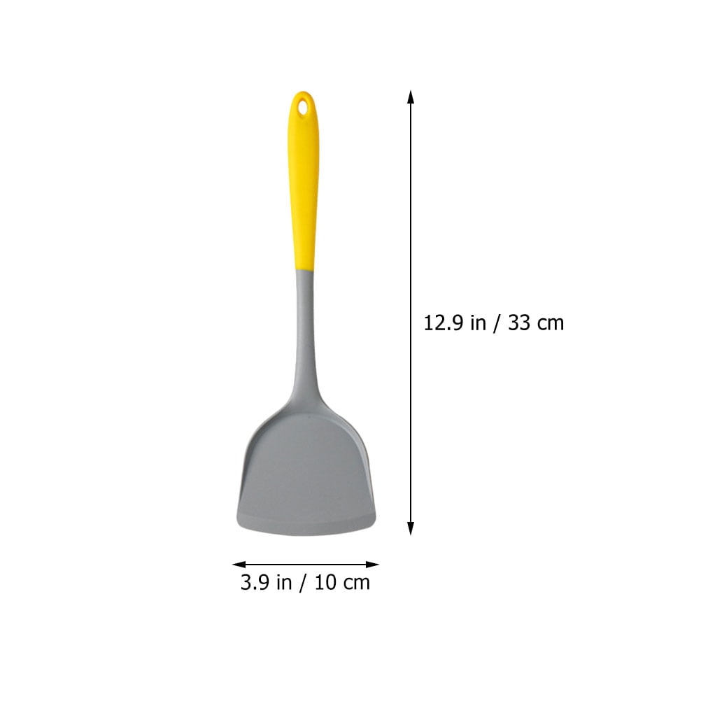 Raindrops Wok Utensils 1 Set Stainless Steel Handle Silicone Cooking Utensils for Kitchen Tools Yellow Grey 33x10cm - Image 2