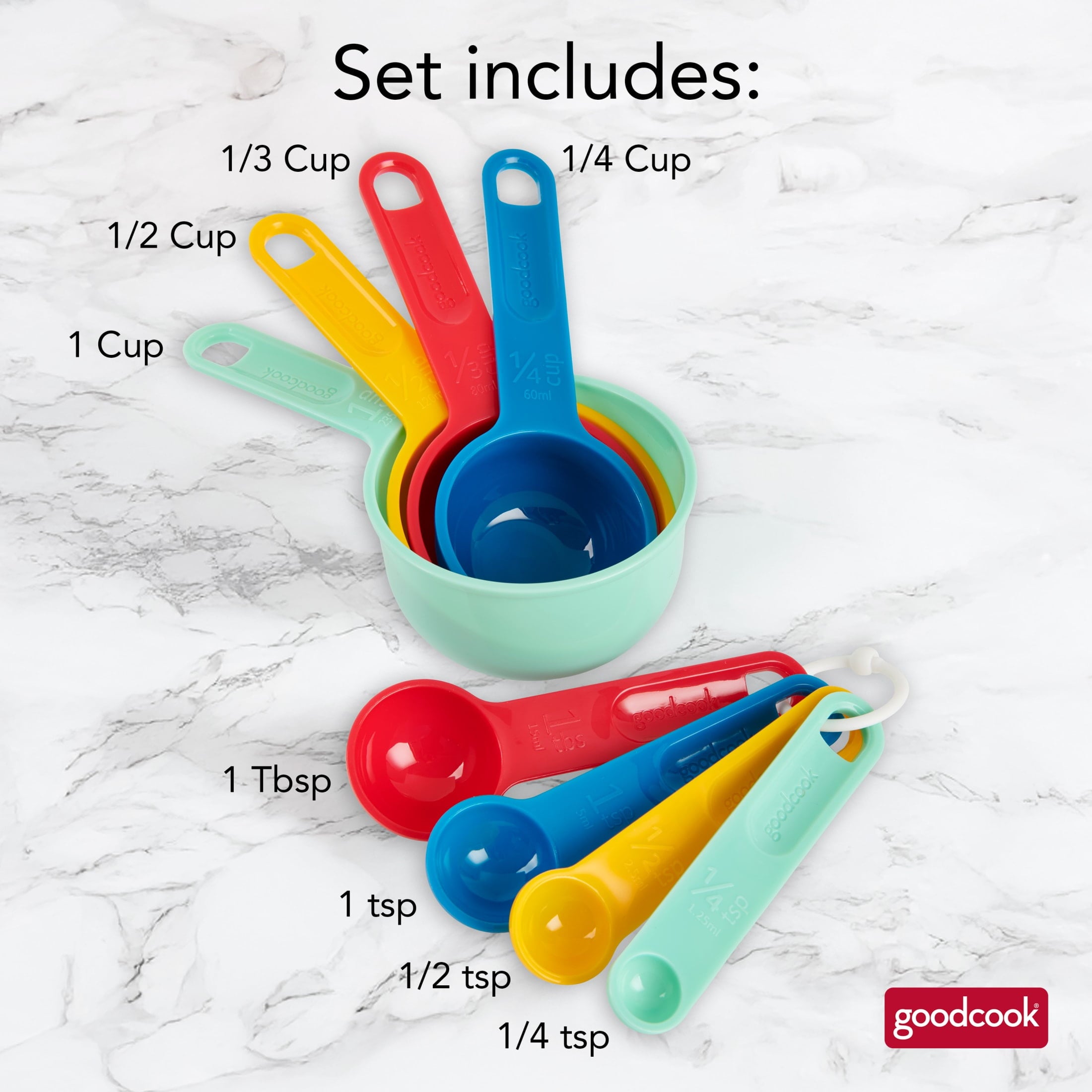 Pro 8-Piece Nesting Measuring Cups and Spoons Set with Storage Ring - Image 4
