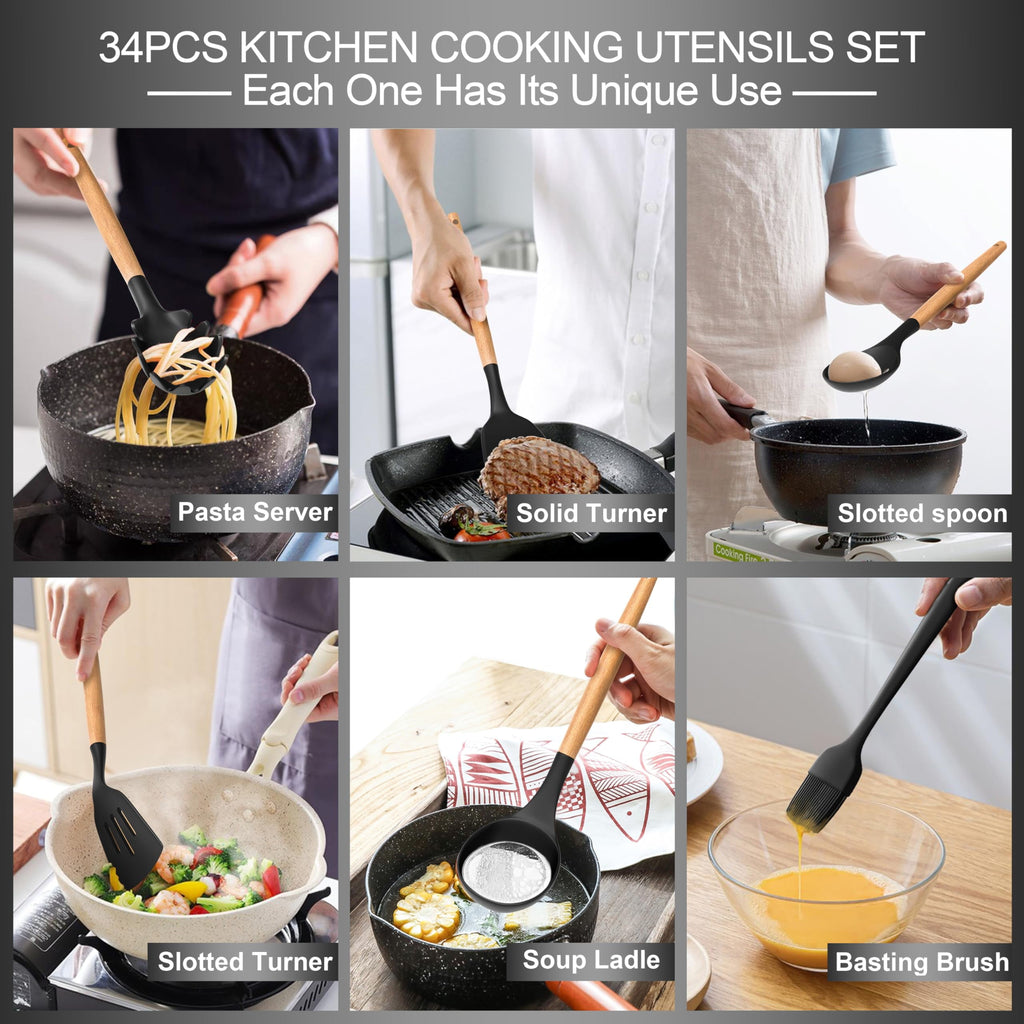 43Pcs Silicone Cooking Utensils Set - 446°F Heat Resistant Non-Stick Kitchen Utensils, Kitchen Utensil Gadgets Tools Set  for Baking, Cookin - Image 6