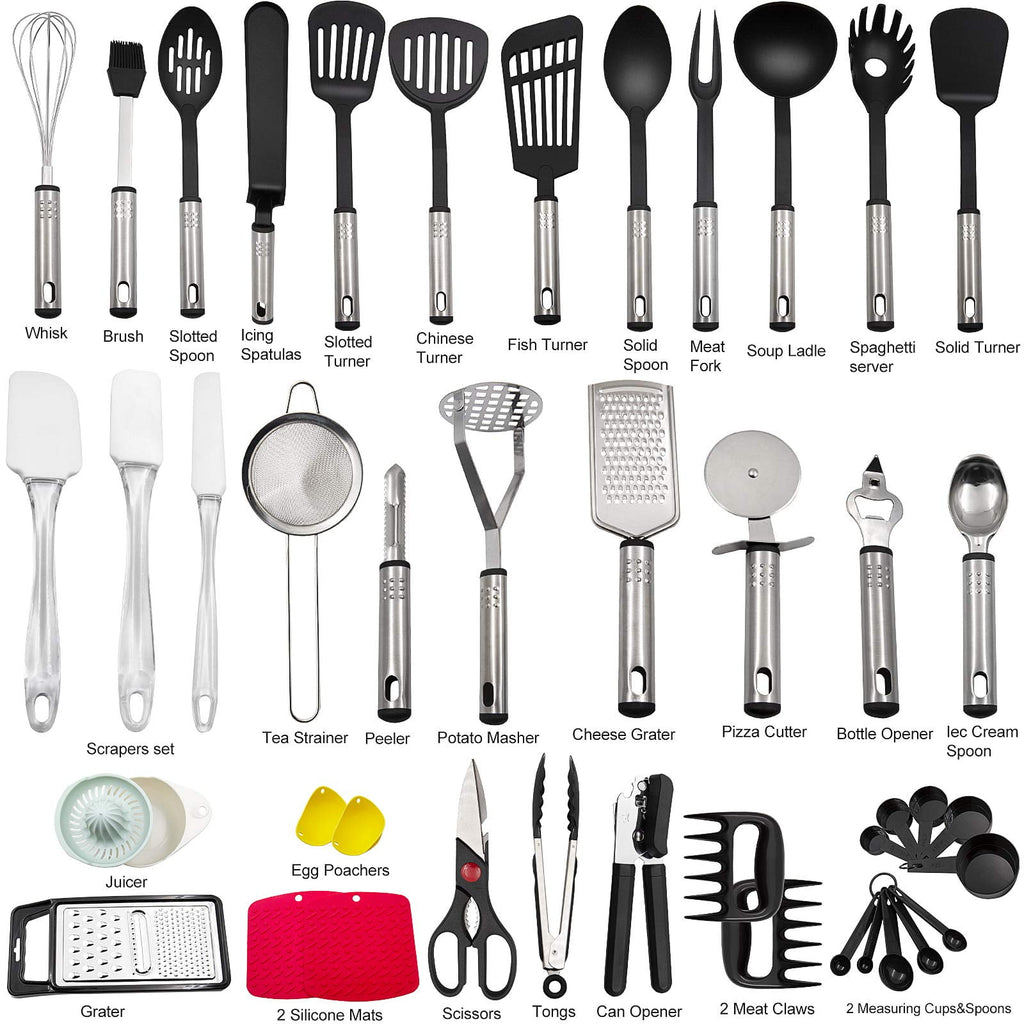 Kitchen Utensils Set, 43 PCS Nylon Cooking Utensils Set, Kitchen Spatula Set with Stainless Steel Handles, Heat Resis... - Image 5