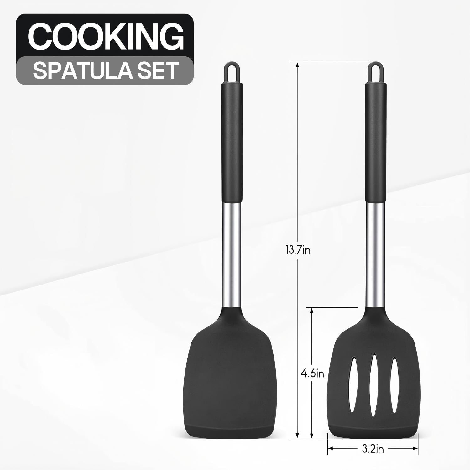 Behome 2 Pack Spatulas, Non Stick Turners with Silicone Handle, High Heat Resistant BPA Free Cooking Utensils, for Fi... - Image 6