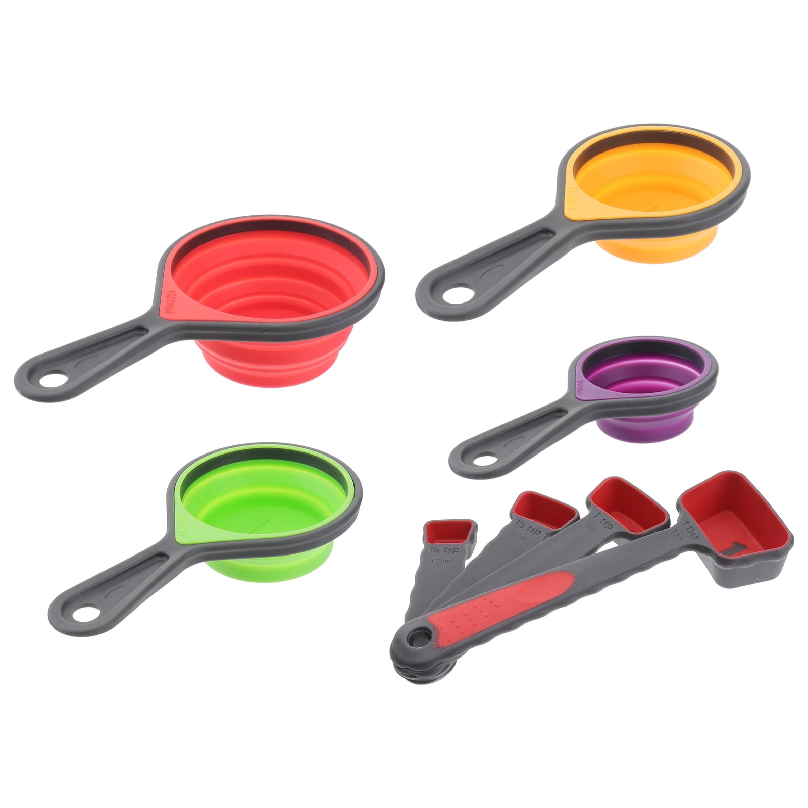 4 in 1 Silicone Telescopic Measuring Cups and 4 in 1 Measuring Spoons with Scale Measure Cups Spoons Kit Kitchen Tool... - Image 3
