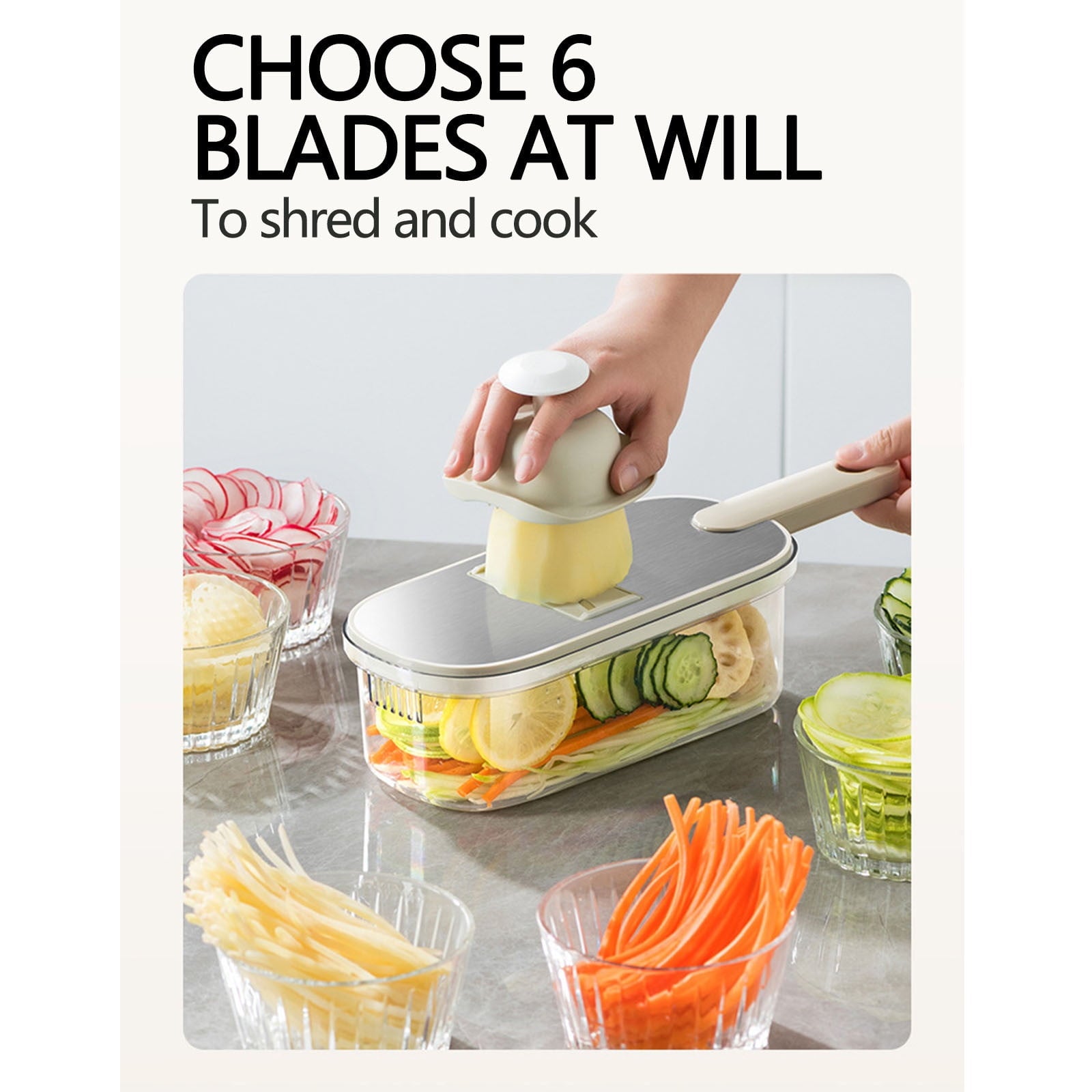 Kitchen Gadgets for Easy Cooking Shredded Radish Julienne Slicer Food Prep Tool Ergonomic Design with Non-Slip Cover ... - Image 6