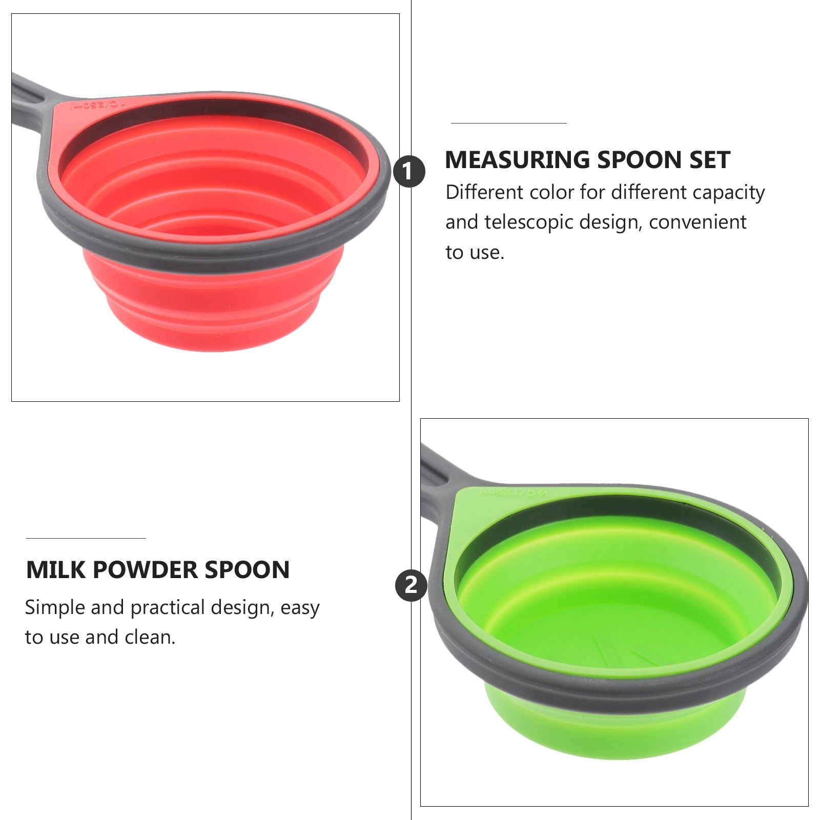 4 in 1 Silicone Telescopic Measuring Cups and 4 in 1 Measuring Spoons with Scale Measure Cups Spoons Kit Kitchen Tool... - Image 5