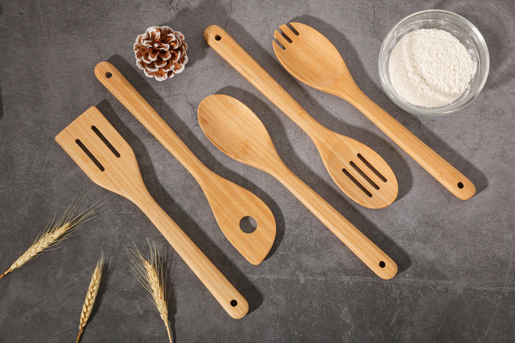 5pk Bamboo Spoons for Cooking, Kitchen Essential Tools Set - Image 6