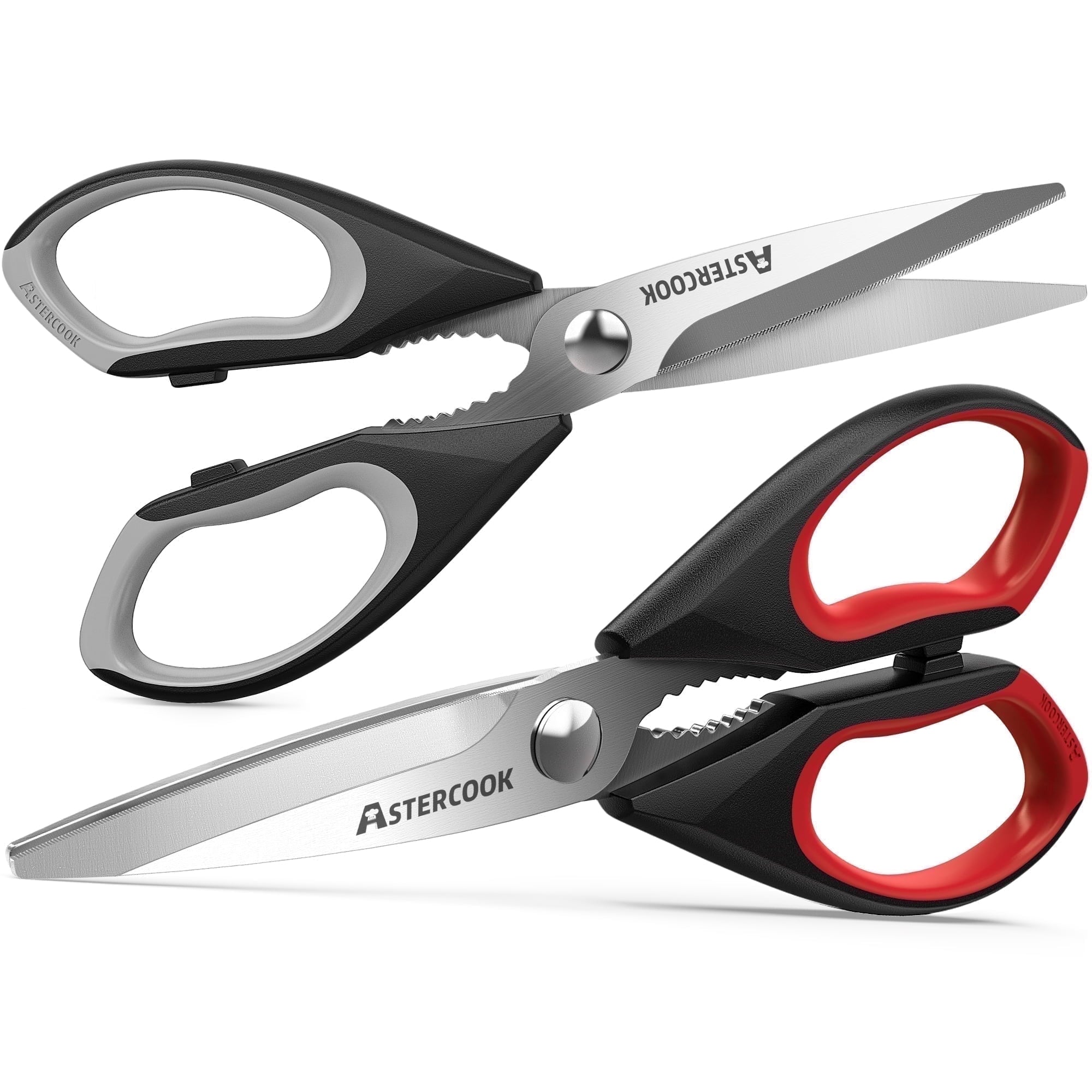 2 Pcs Kitchen Scissors, Heavy Duty Shears with Serrated Blade, Ergonomic Handle Food Scissor for Poultry, Herbs, Vege...