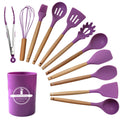12 Pcs Kitchen Utensils Set, Non-Stick Silicone Cooking Utensils Set, Insulation Wooden Handle Kitchen Accessories fo...