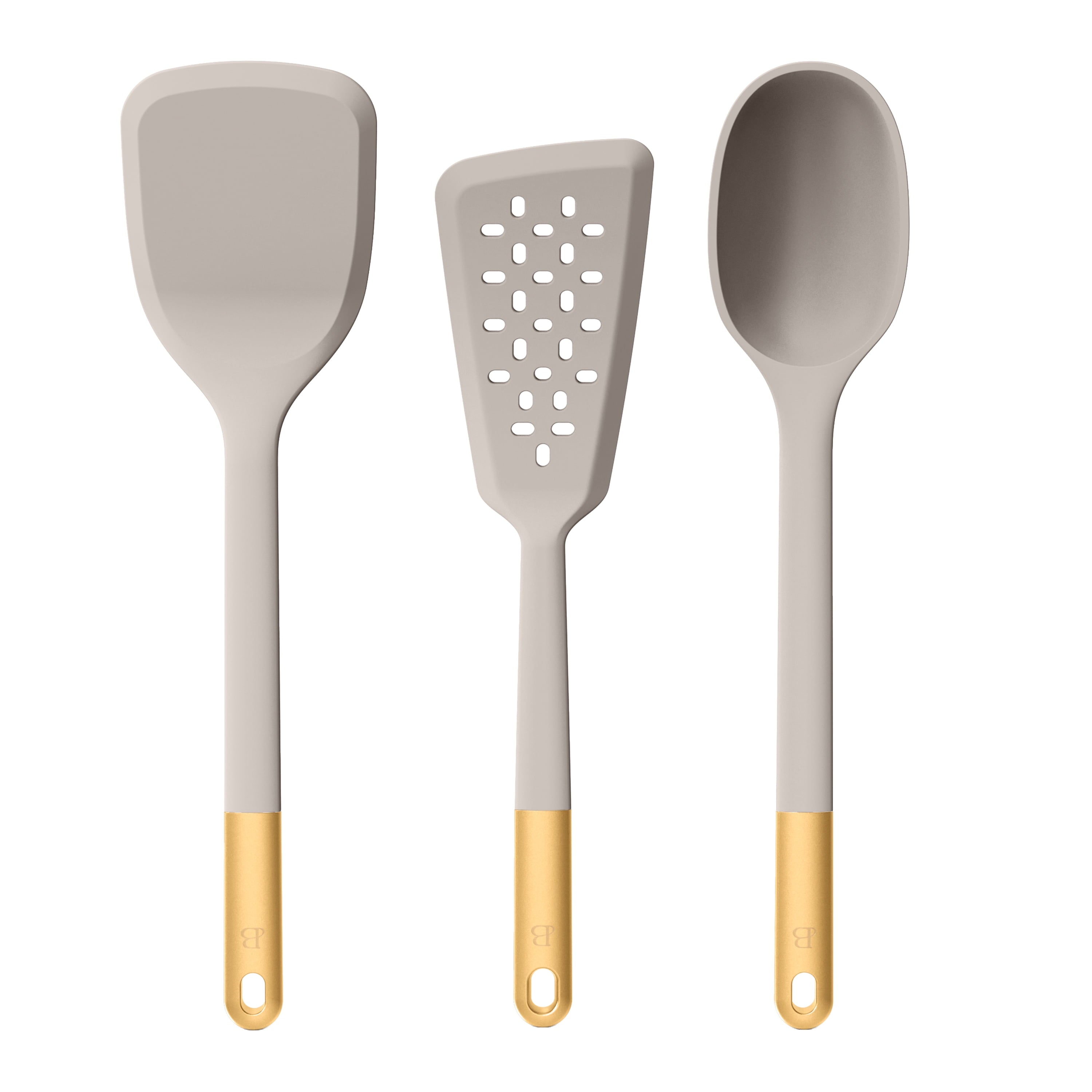 3-Piece Silicone Kitchen Utensil Tool Set, Porcini Taupe