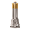 6-Piece Silicone Kitchen Utensil Tool Set with Rotating Rack , Porcini Taupe