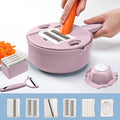 Stainless Steel Vegetable Slicer Shredder Grater Multi-Function Kitchen Tool with Hand Guard Strainer Basket for Pota...